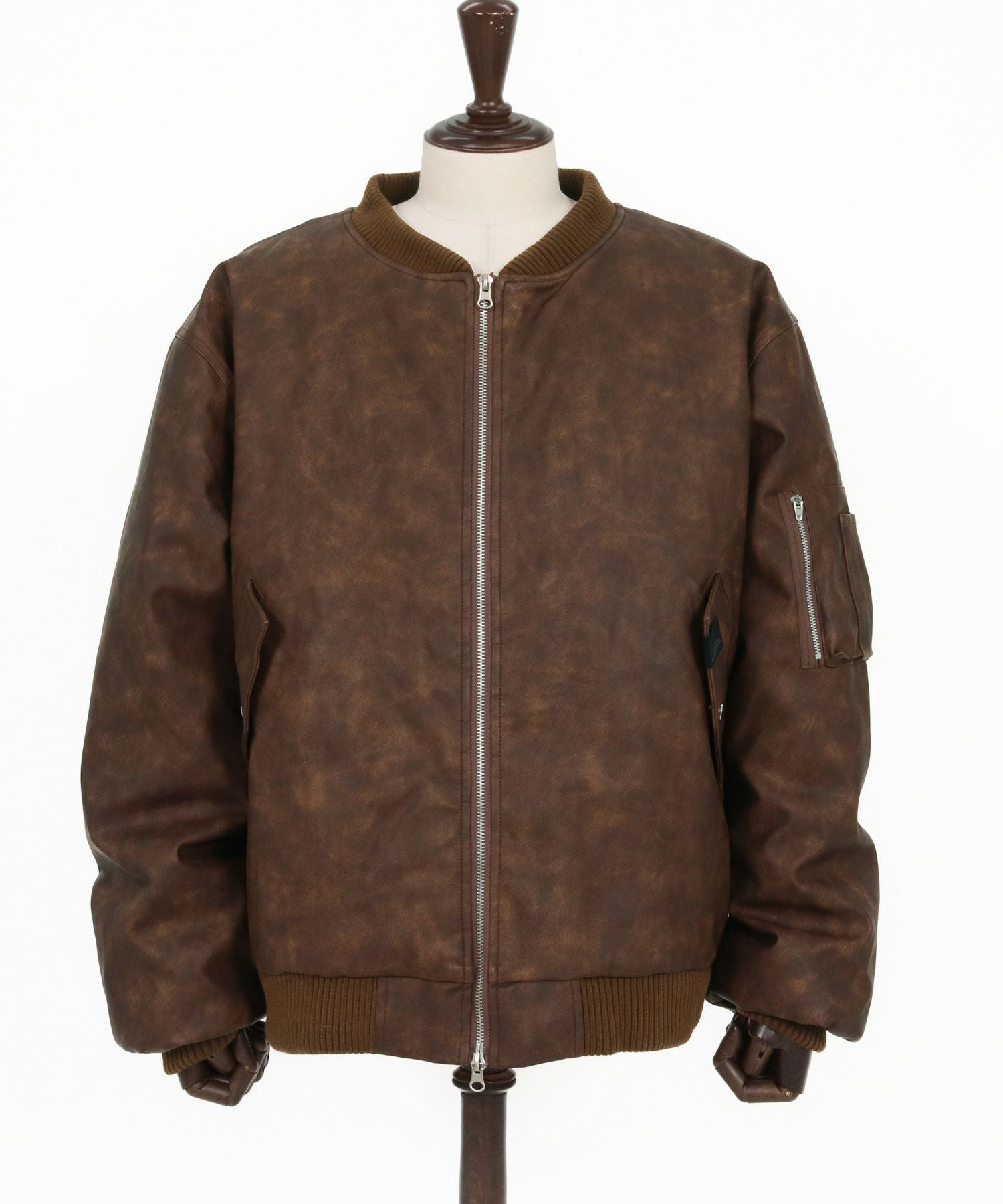 CAMBIO(カンビオ)】Vintage Like Synthetic Leather Oversized MA-1
