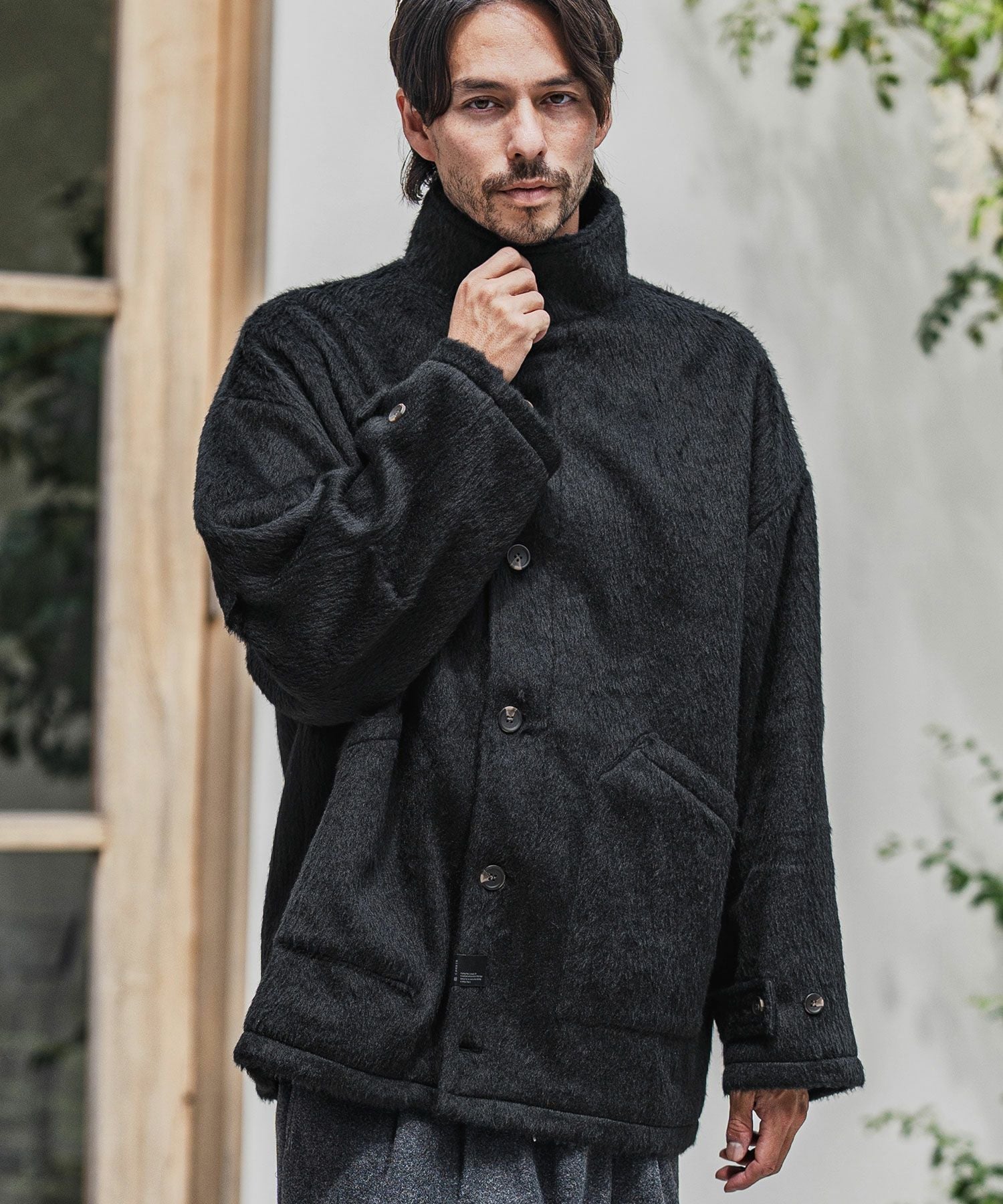 CAMBIO(カンビオ)】Shaggy Melton Stand Collar Military Jacket