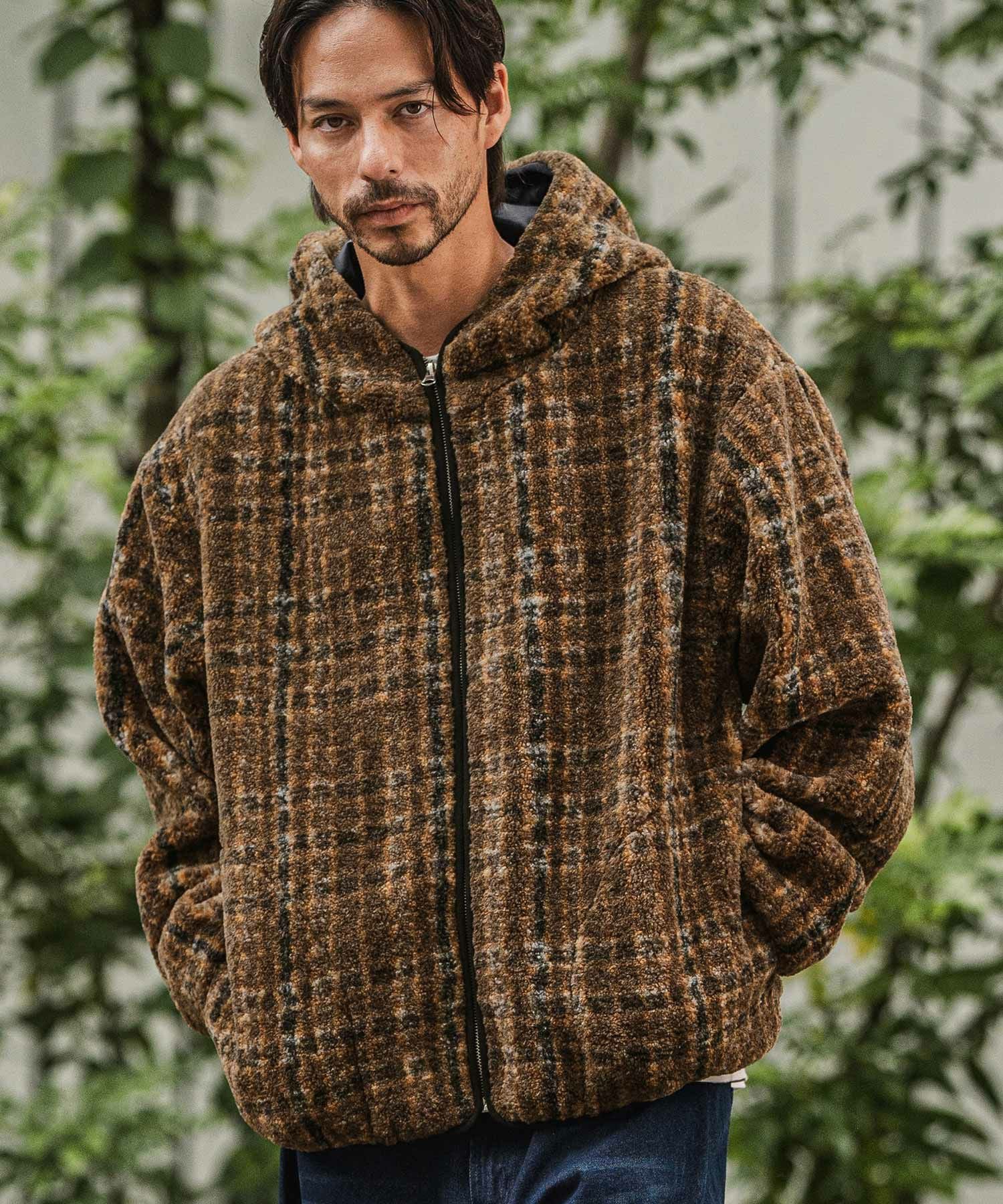 CAMBIO(カンビオ)】Check Boa Zip Up Hooded Jacket ジップアップ