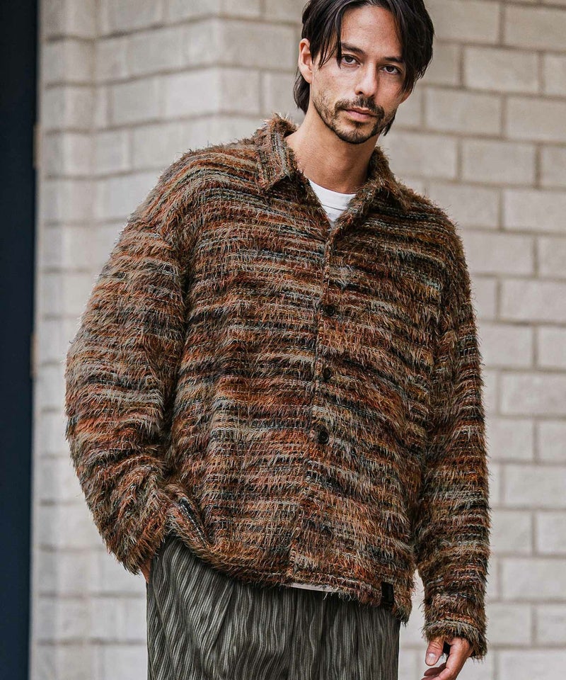 CAMBIO(カンビオ)】Mohair Knit Like Multi Color Shirts ニットシャツ 