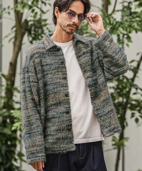 CAMBIO(カンビオ)】Mohair Knit Like Multi Color Shirts ニットシャツ 