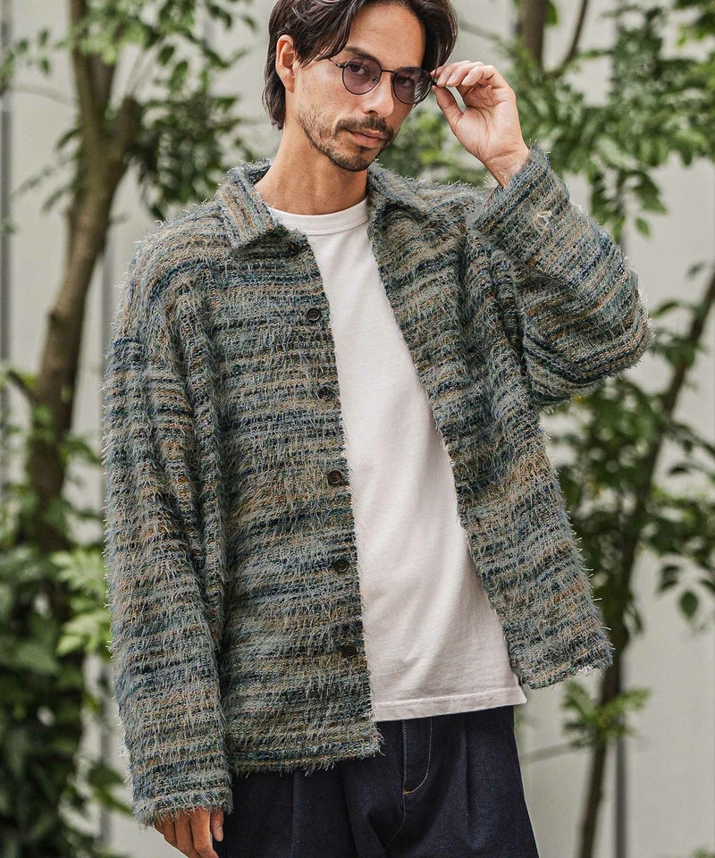 CAMBIO(カンビオ)】Mohair Knit Like Multi Color Shirts ニットシャツ 