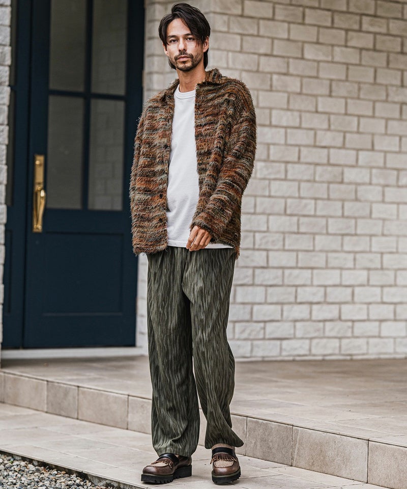 CAMBIO(カンビオ)】Mohair Knit Like Multi Color Shirts ニットシャツ 