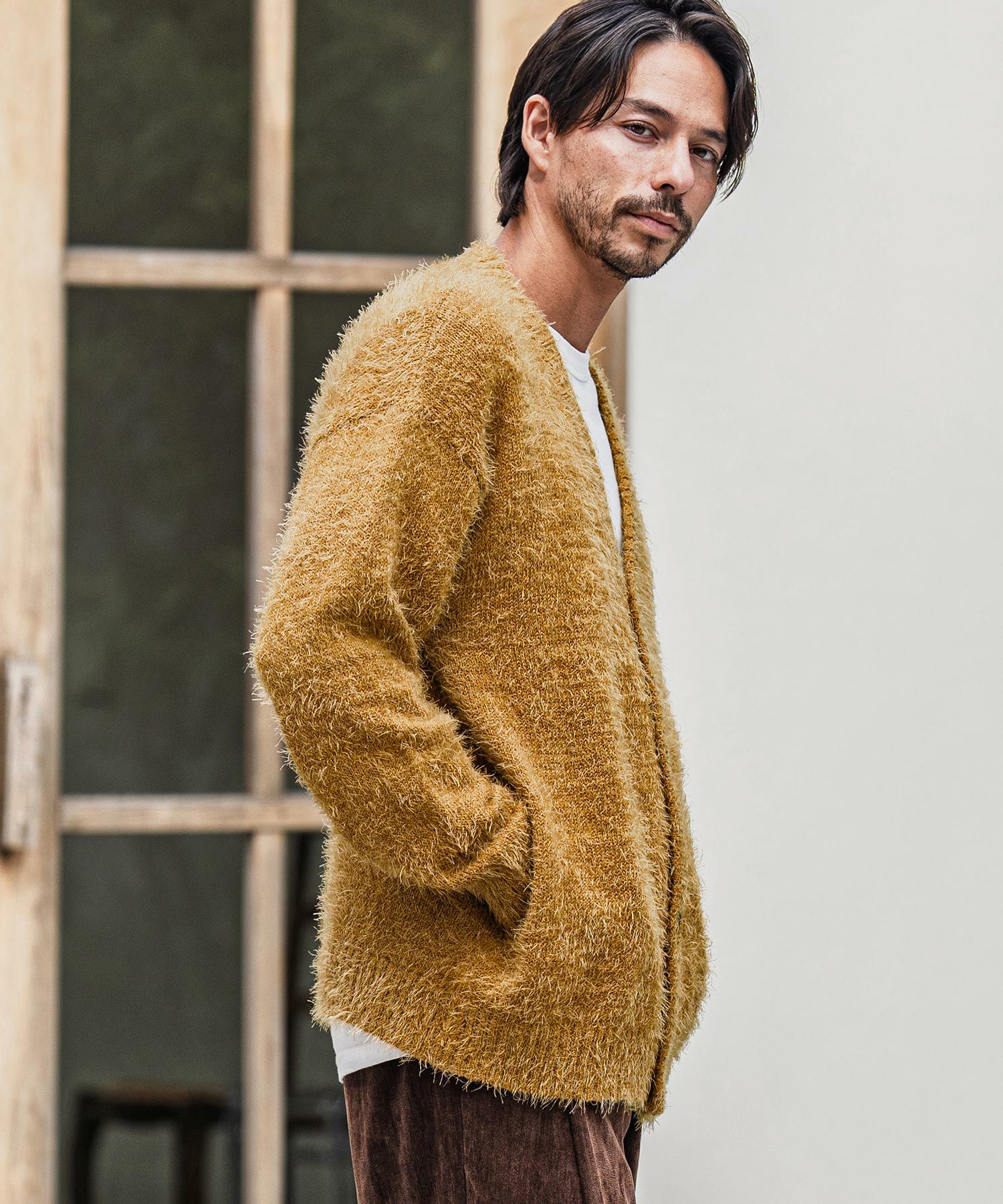 CAMBIO(カンビオ)】Minimal Shaggy Knit Cardigan シャギーニット