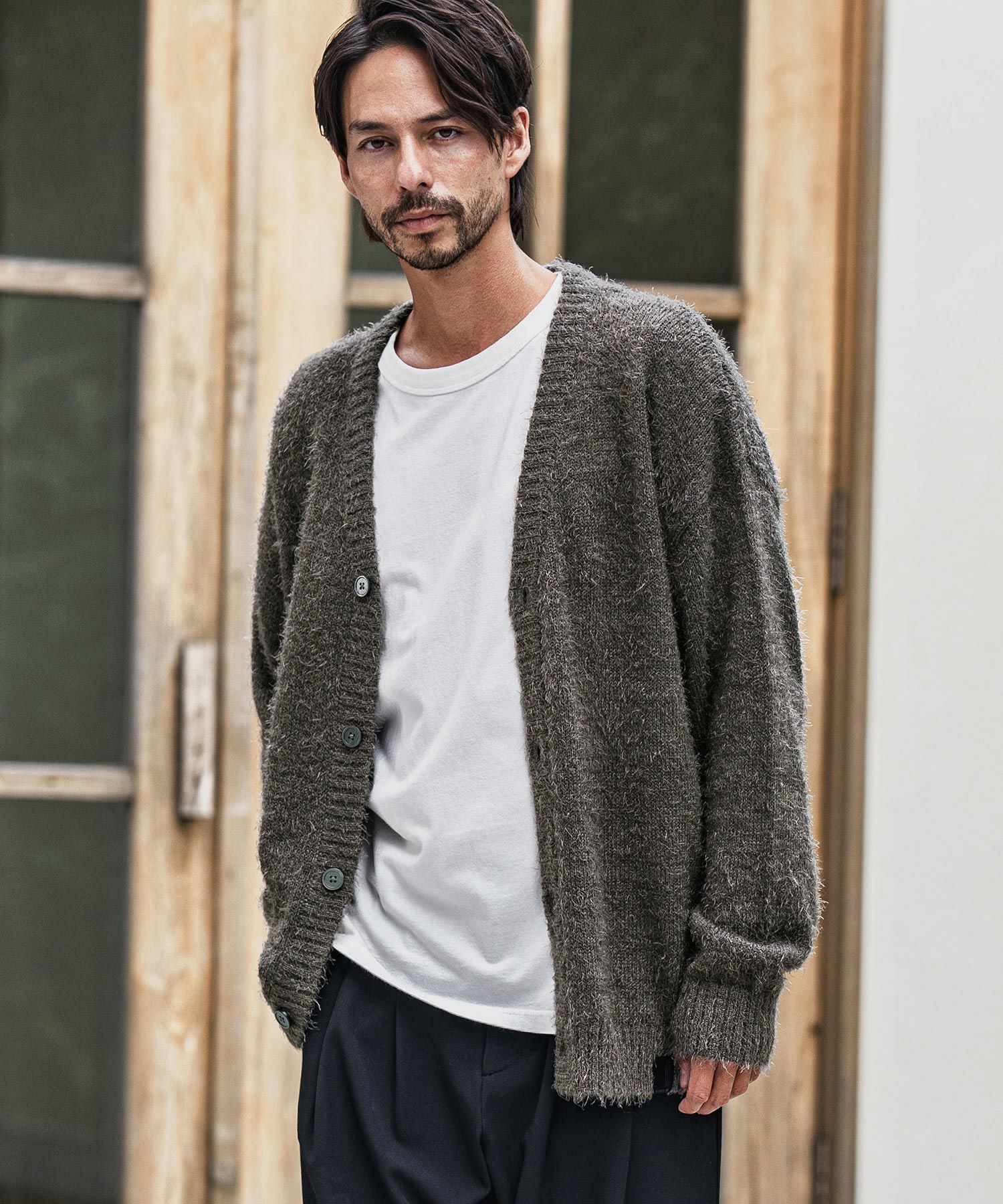 CAMBIO(カンビオ)】Minimal Shaggy Knit Cardigan シャギーニット