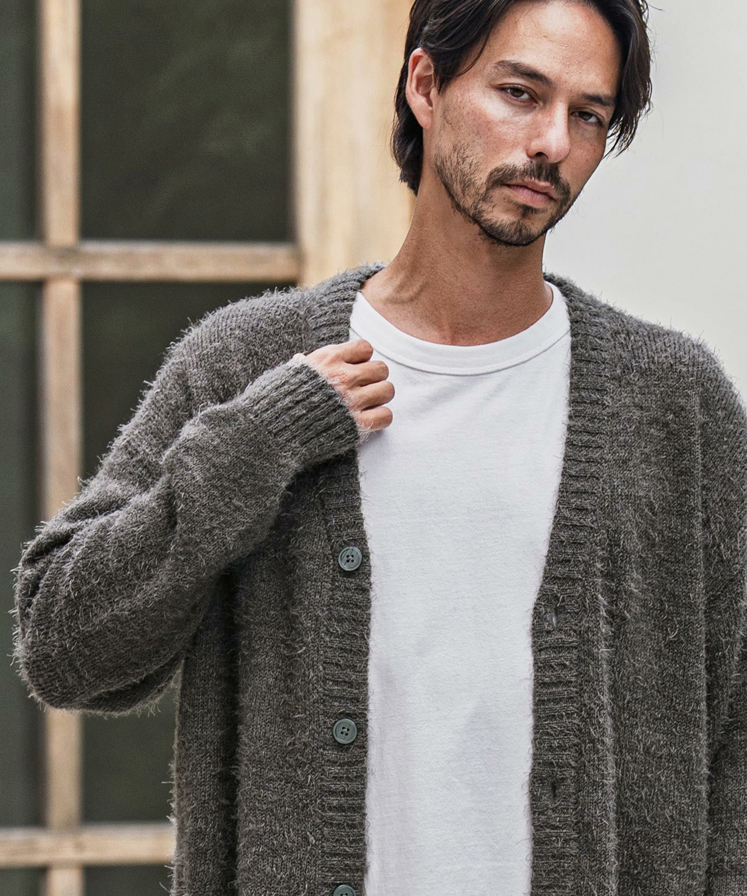 CAMBIO(カンビオ)】Minimal Shaggy Knit Cardigan シャギーニット