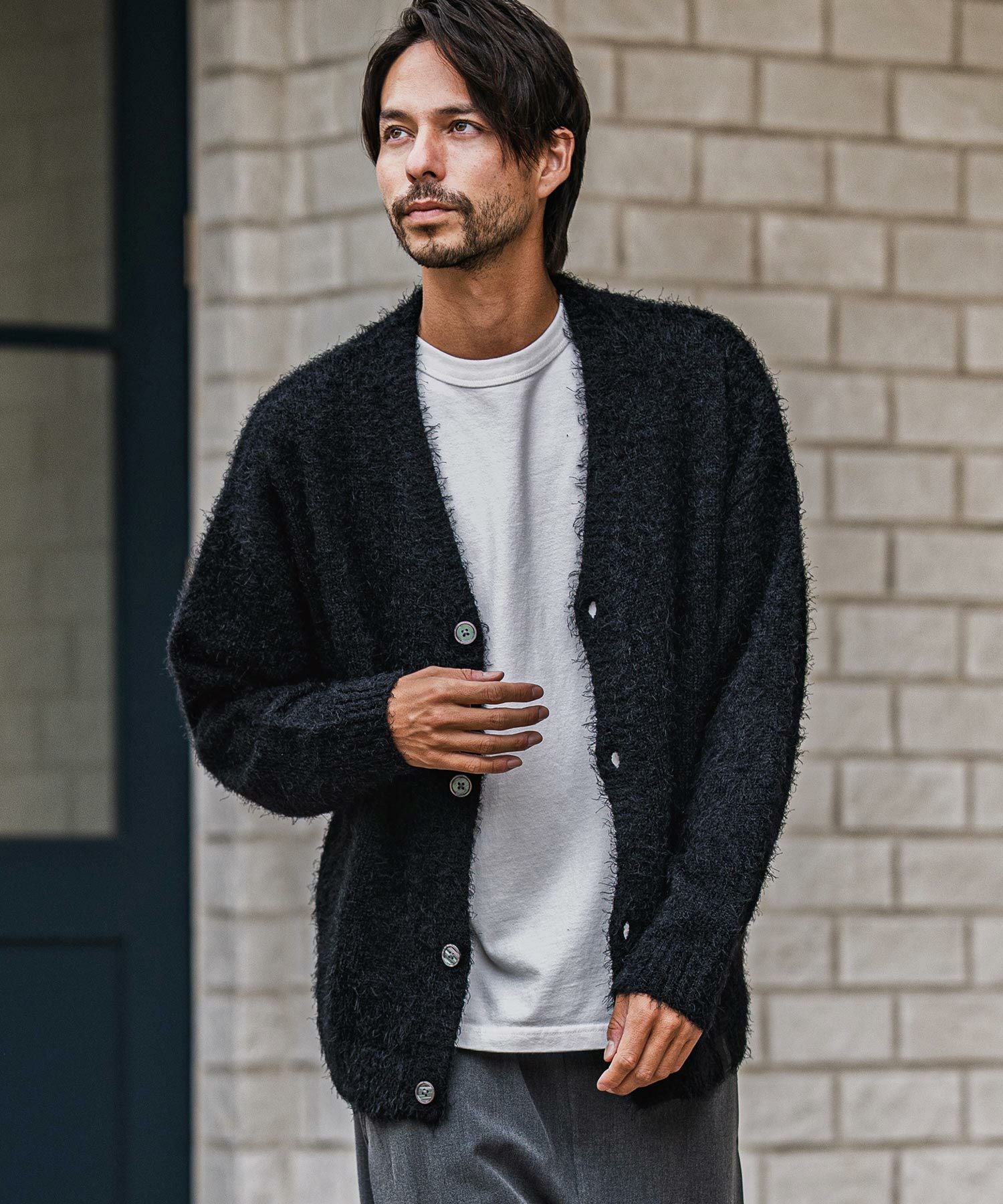 CAMBIO(カンビオ)】Minimal Shaggy Knit Cardigan シャギーニット