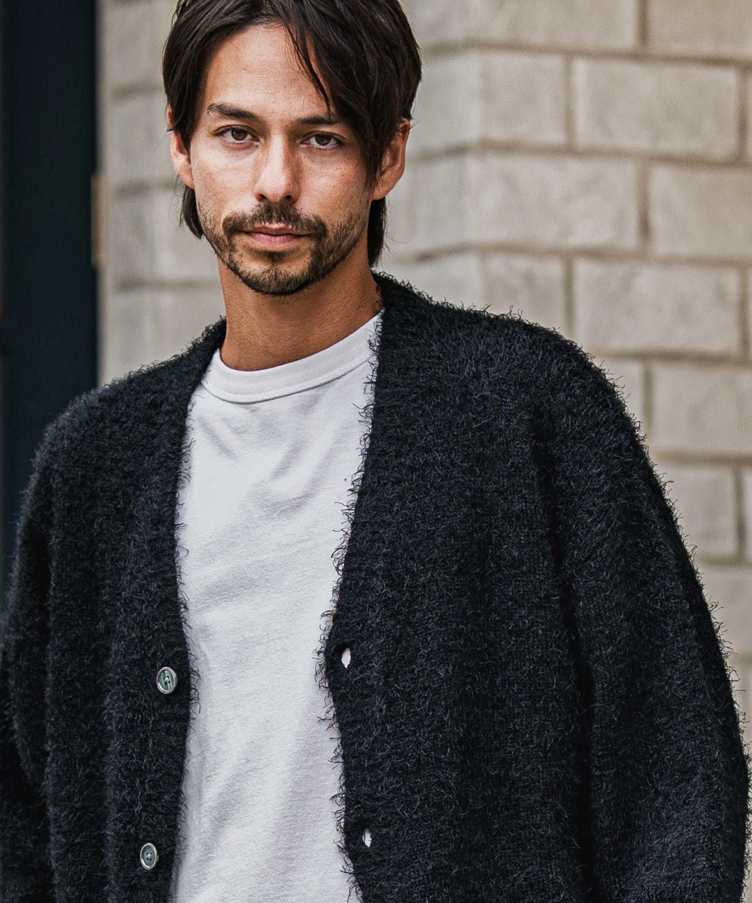 CAMBIO(カンビオ)】Minimal Shaggy Knit Cardigan シャギーニット