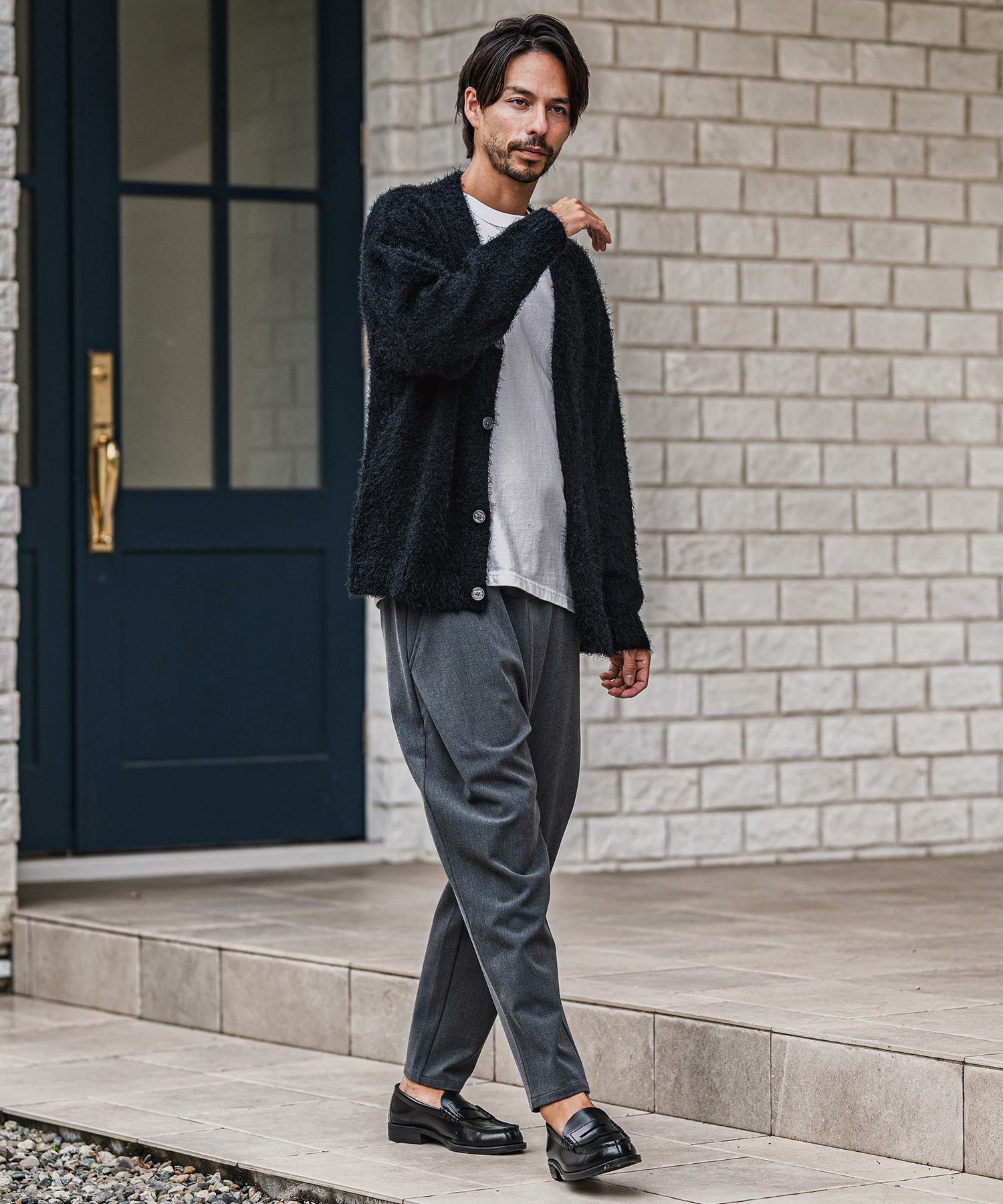 CAMBIO(カンビオ)】Minimal Shaggy Knit Cardigan シャギーニット