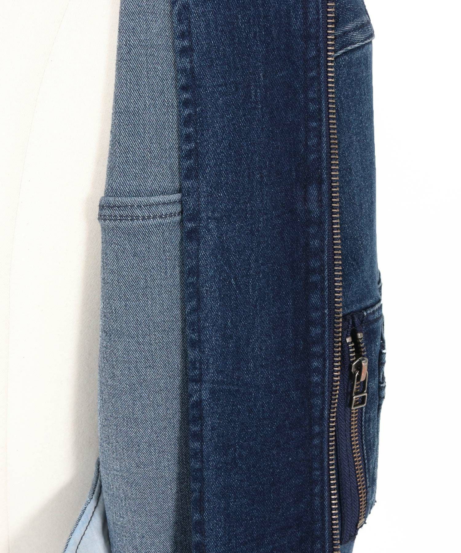 CAMBIO(カンビオ)】ストレッチデニムシングルライダースジャケット