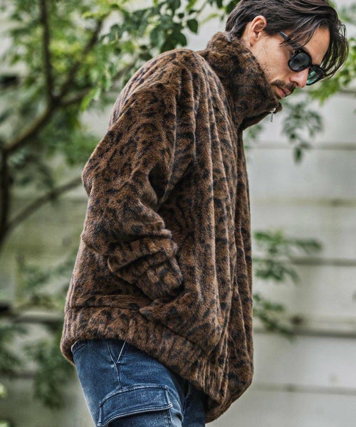 CAMBIO(カンビオ)】Oversized Leopard Fleece Jacket フリース 