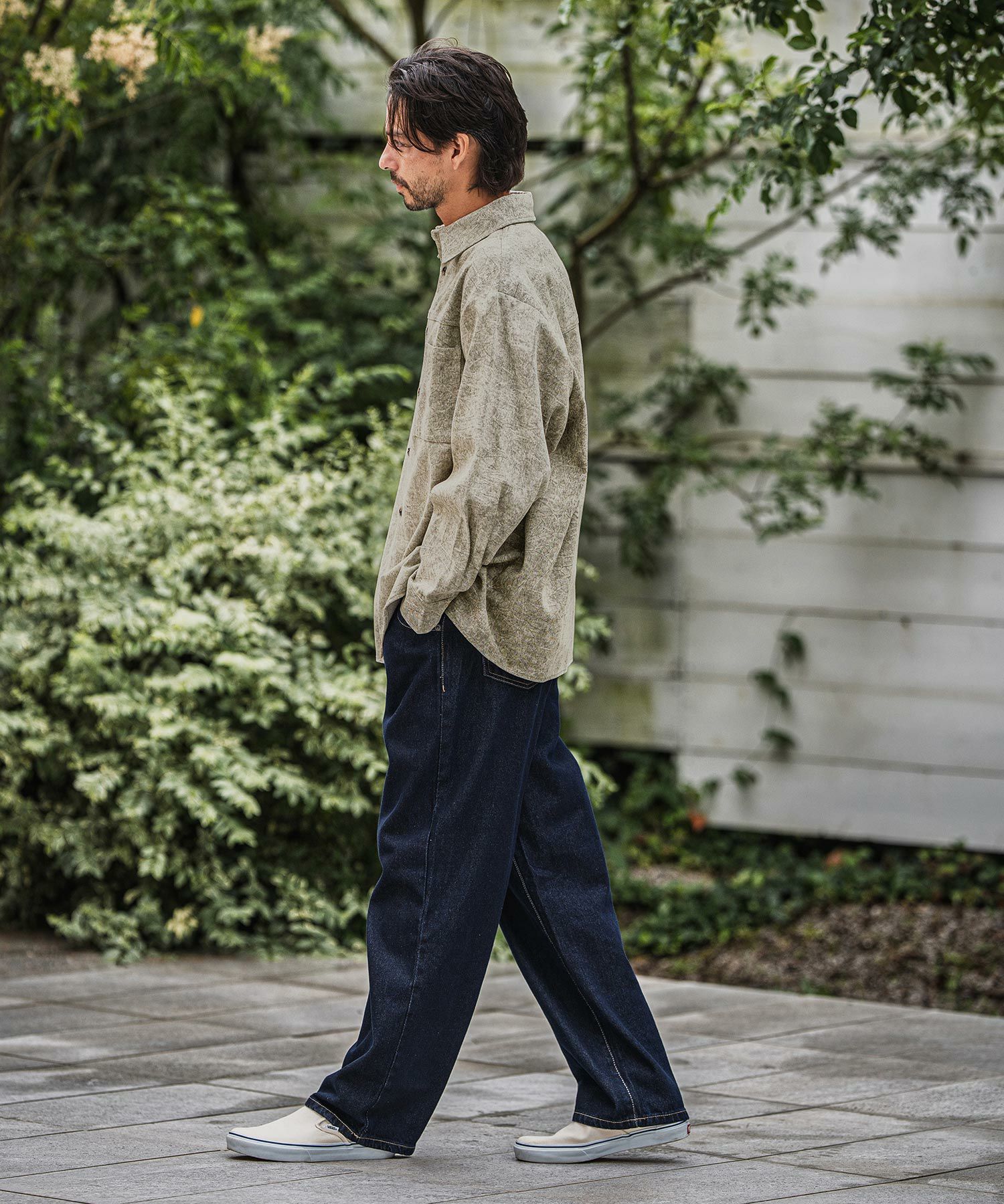 CAMBIO(カンビオ)】Vintage Like Fade Print Oversized Shirts シャツ