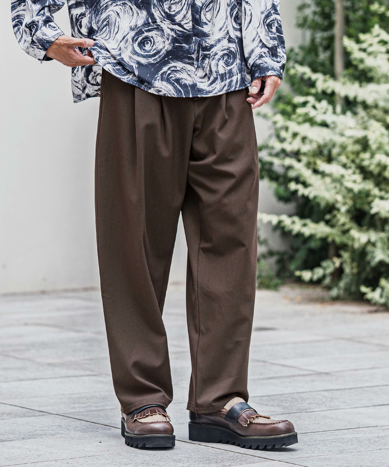 CAMBIO(カンビオ)】Slacks Fabric Wide Straight Pants ワイド