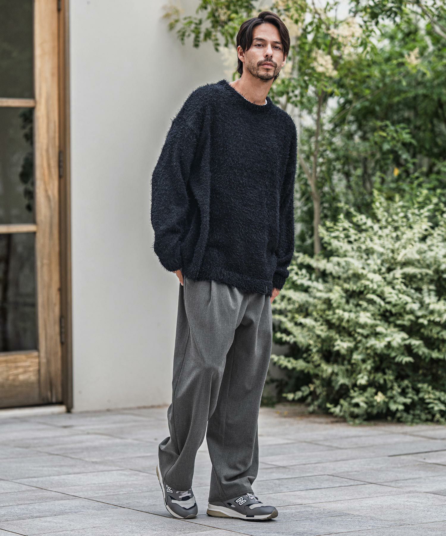 CAMBIO(カンビオ)】Slacks Fabric Wide Straight Pants ワイド