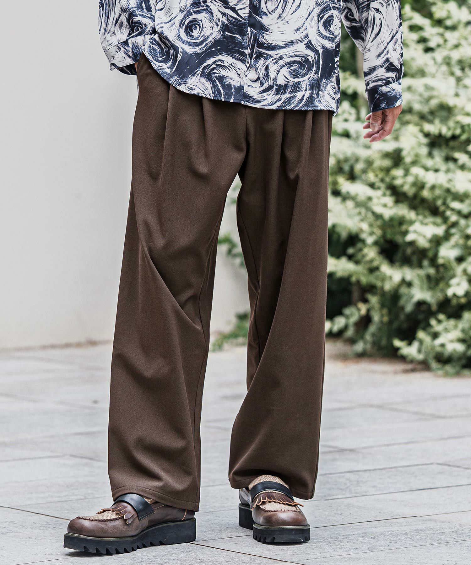 CAMBIO(カンビオ)】Slacks Fabric Wide Straight Pants ワイド