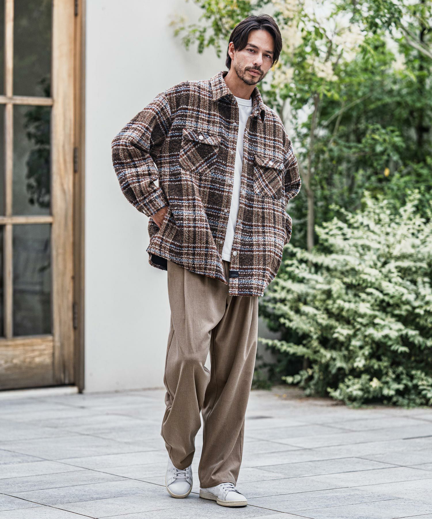 CAMBIO(カンビオ)】Slacks Fabric Wide Straight Pants ワイド