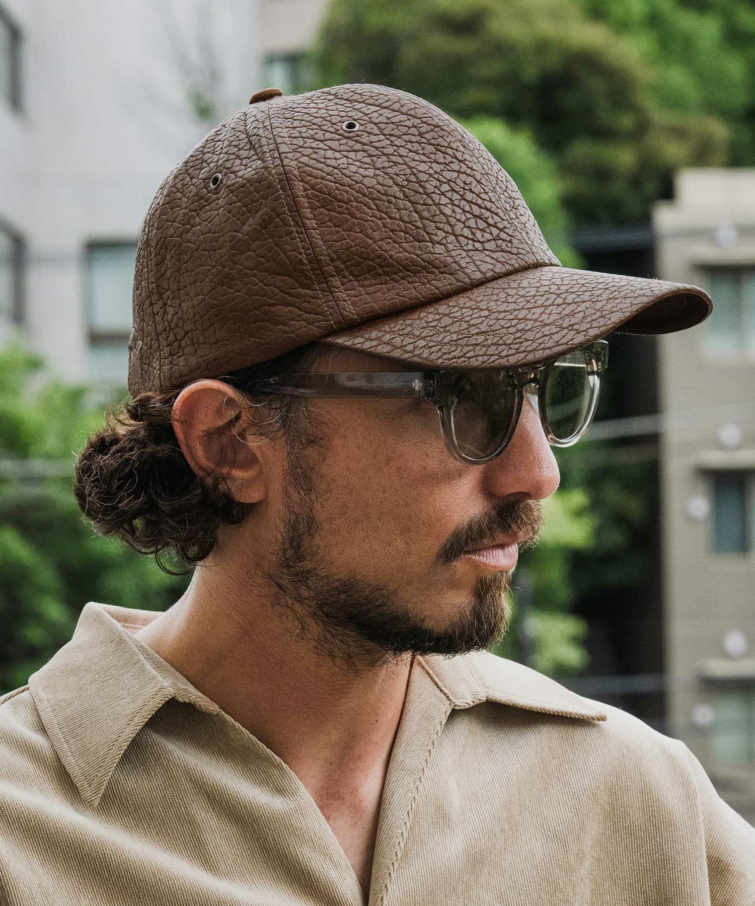 CAMBIO(カンビオ)】Distressed Synthetic Leather Cap キャップ(NF-252