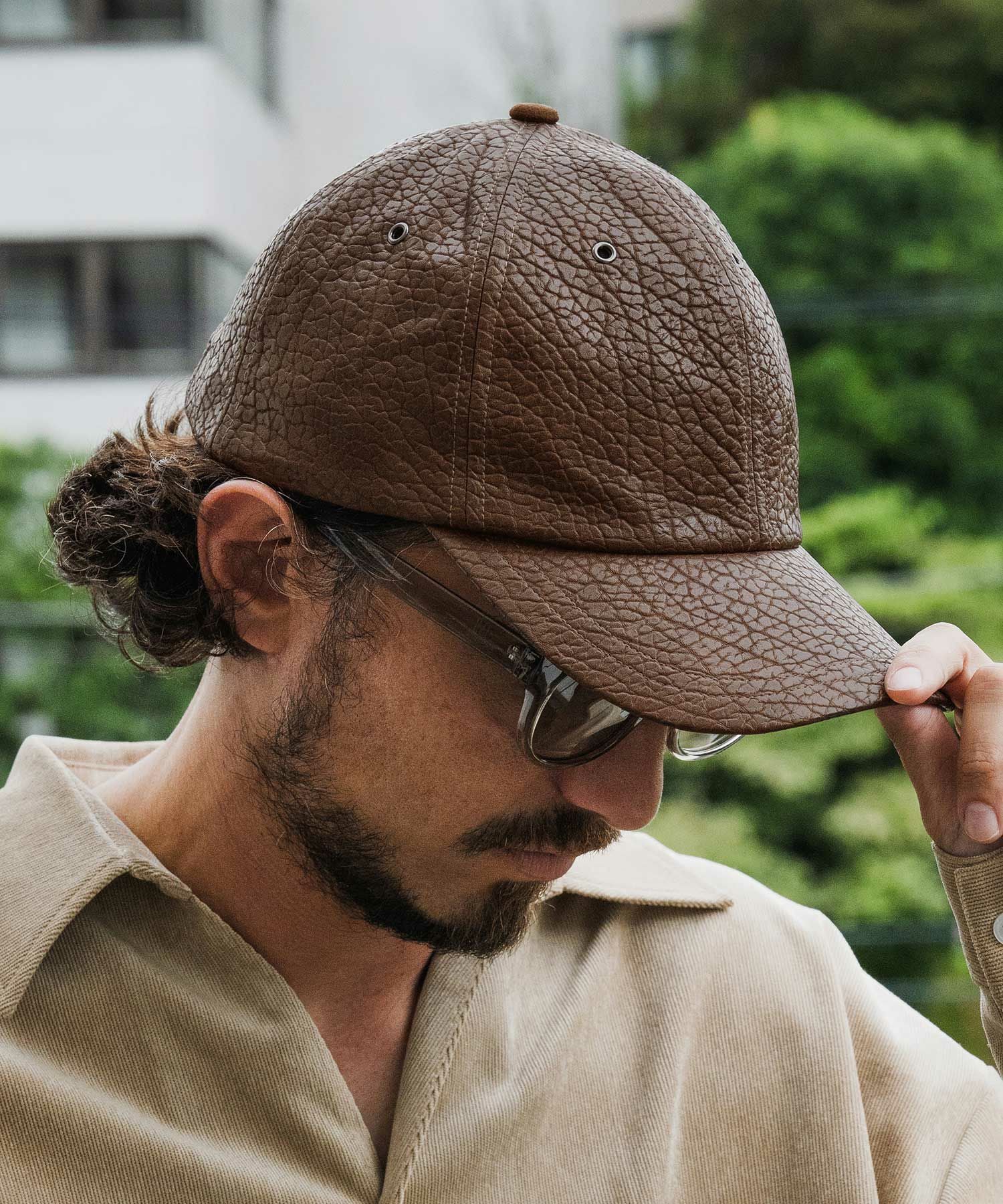 CAMBIO(カンビオ)】Distressed Synthetic Leather Cap キャップ(NF-252