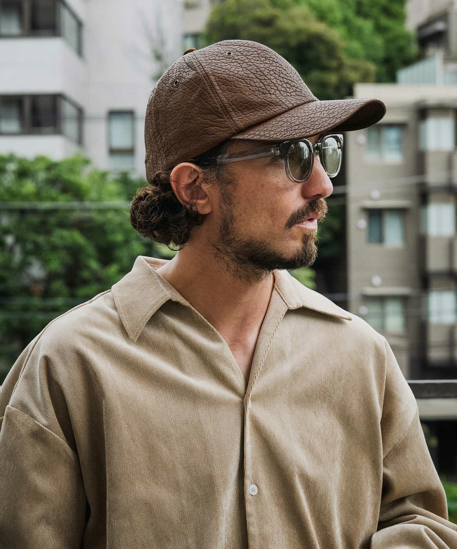 CAMBIO(カンビオ)】Distressed Synthetic Leather Cap キャップ(NF-252