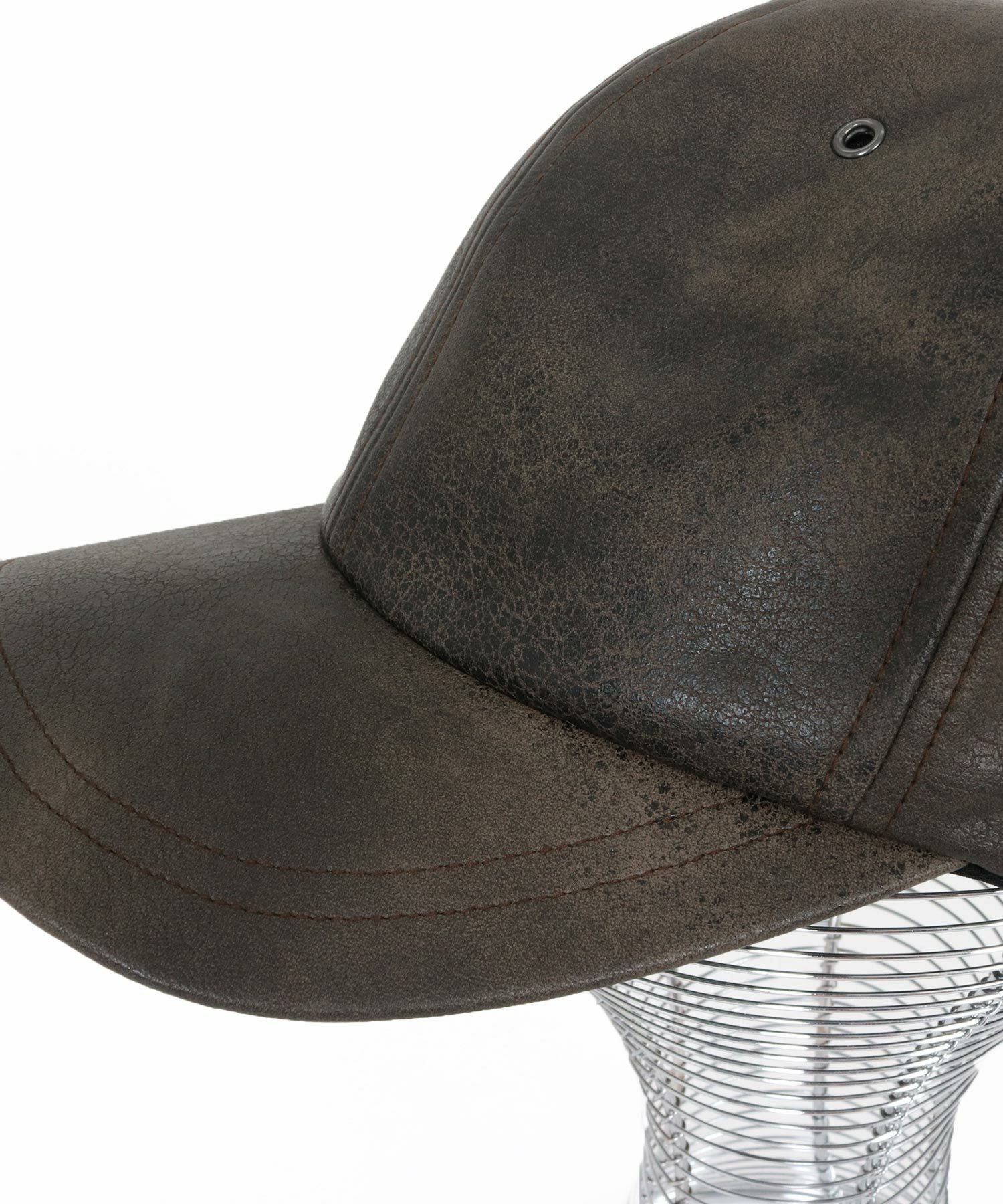 CAMBIO(カンビオ)】Distressed Synthetic Leather Cap キャップ(NF-252