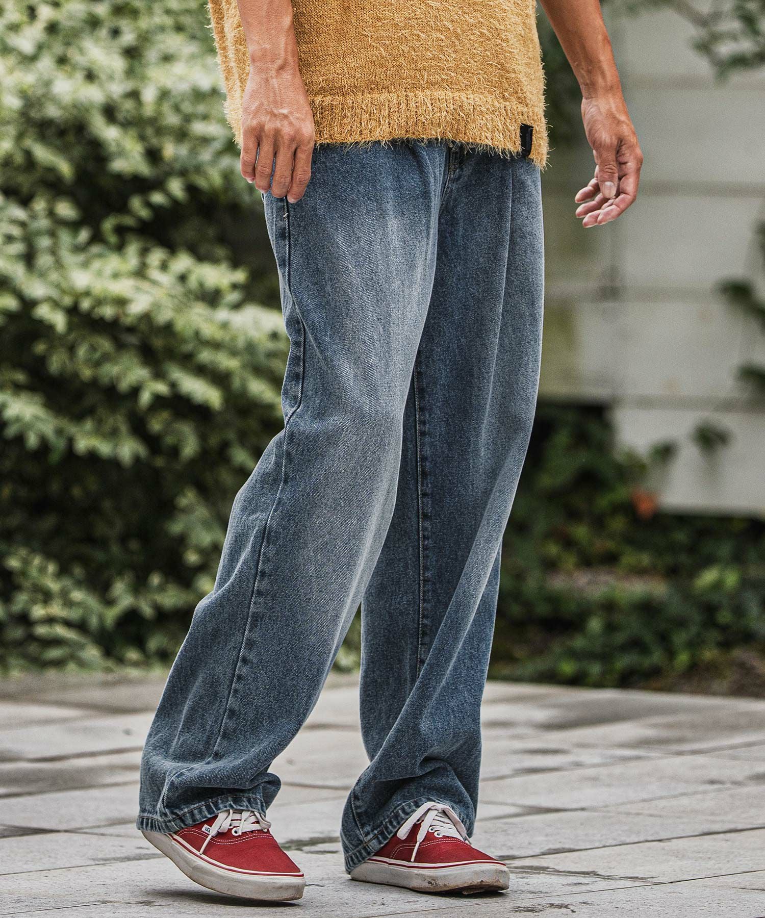 CAMBIO(カンビオ)】Wide Straight Line Tuck Denim Pants デニムパンツ