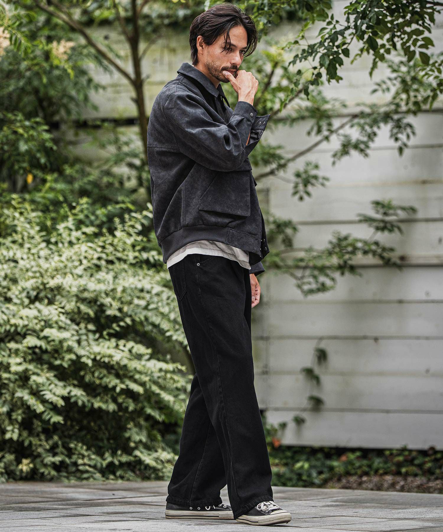 CAMBIO(カンビオ)】Wide Straight Line Tuck Denim Pants デニムパンツ