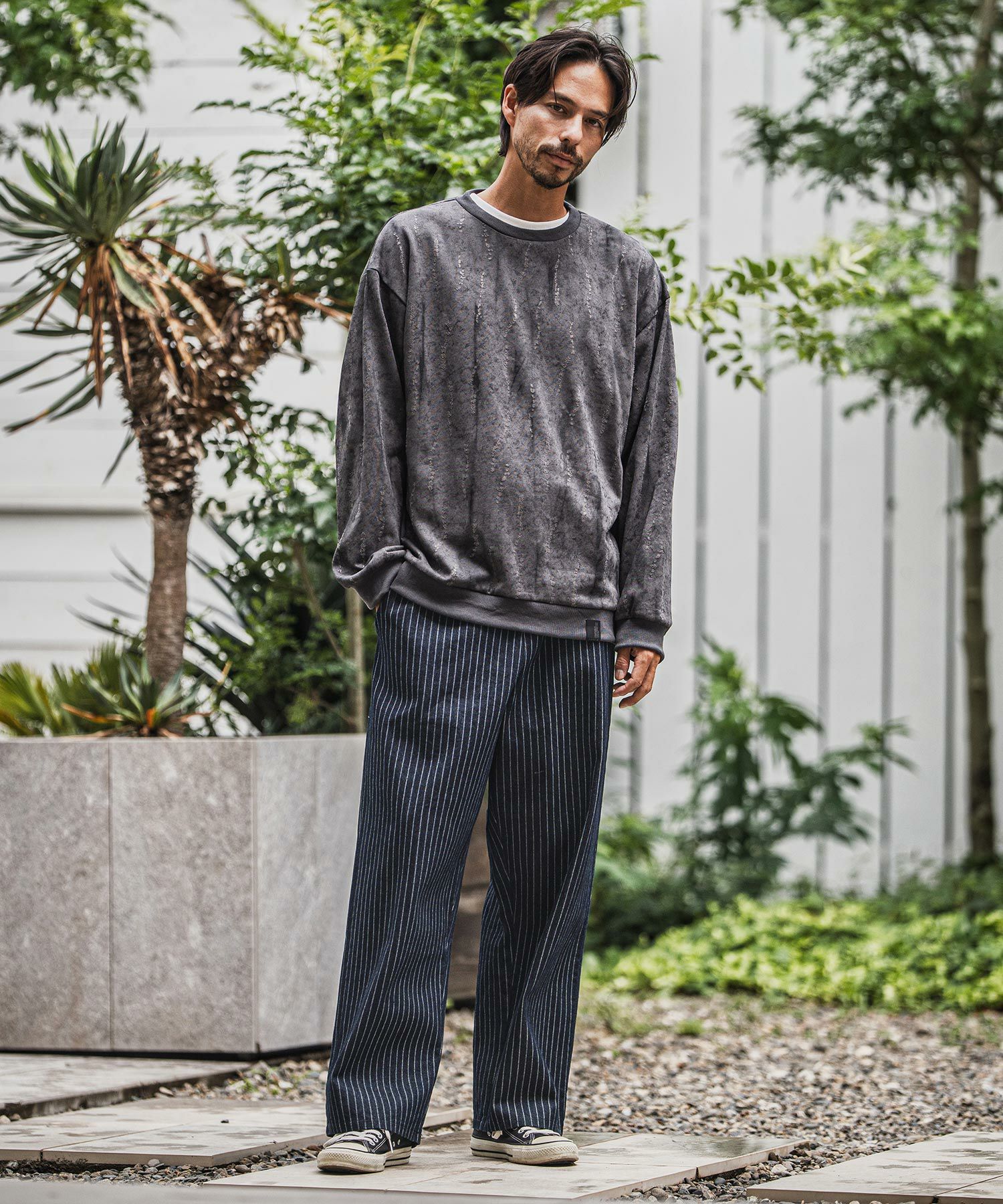 CAMBIO(カンビオ)】Stripe Denim Wide Straight Pants ワイド CAMBIO(カンビオ)】Stripe Denim Wide Straight Pants ワイド