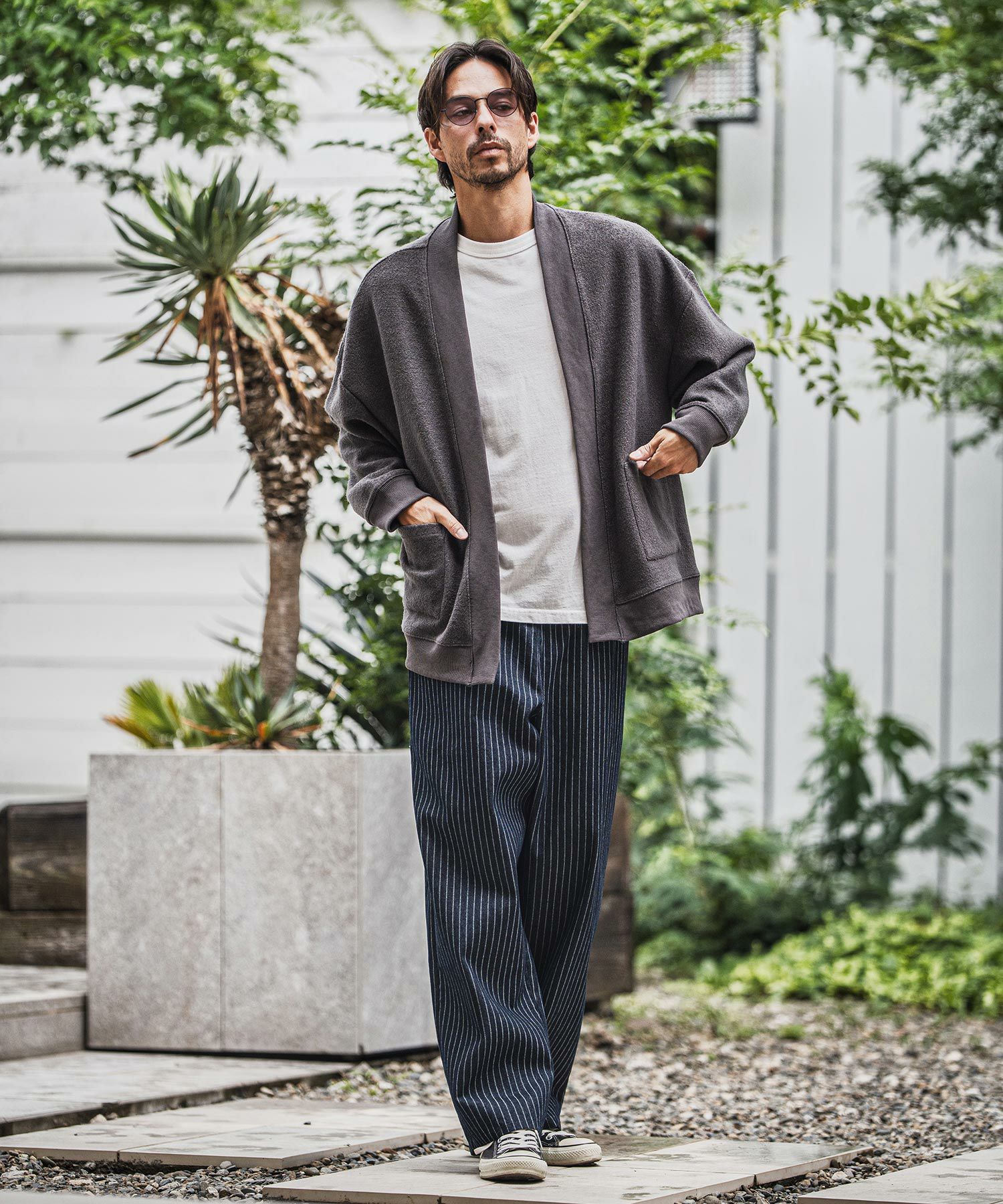 CAMBIO(カンビオ)】Stripe Denim Wide Straight Pants ワイド