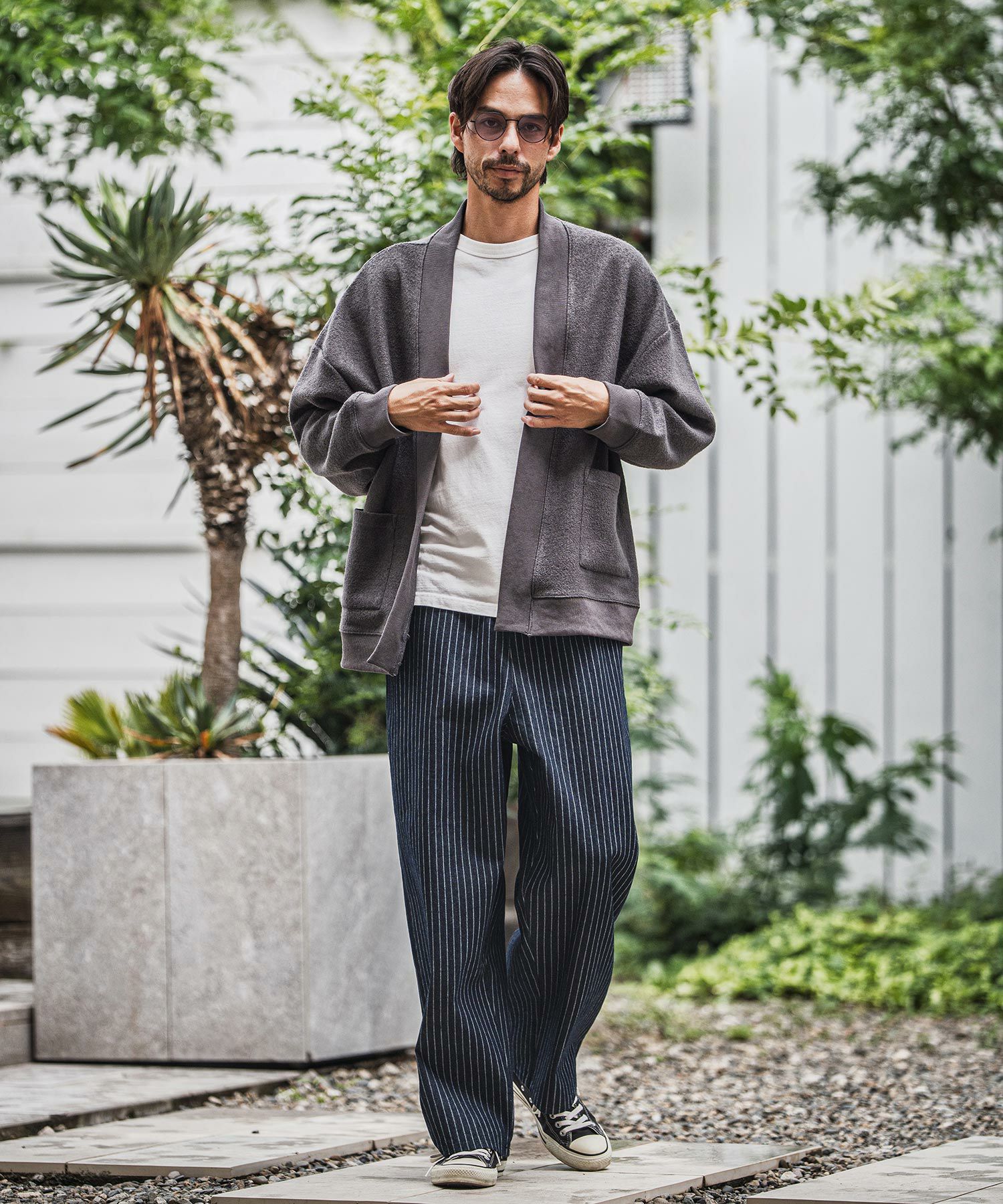 CAMBIO(カンビオ)】Stripe Denim Wide Straight Pants ワイド