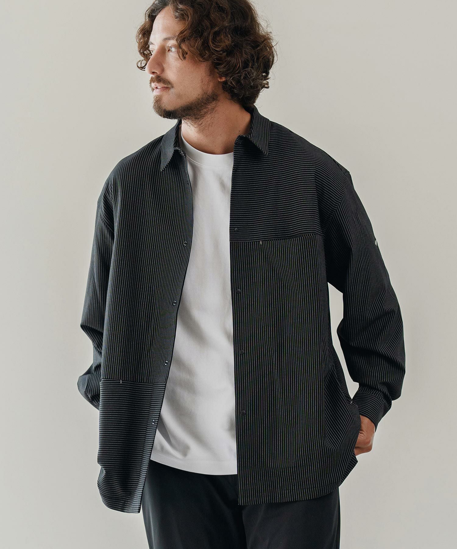 1211-02 warairu専用 CALL&RESPONSE(コールアンドレスポンス)】長袖ロールアップシャツ-シア