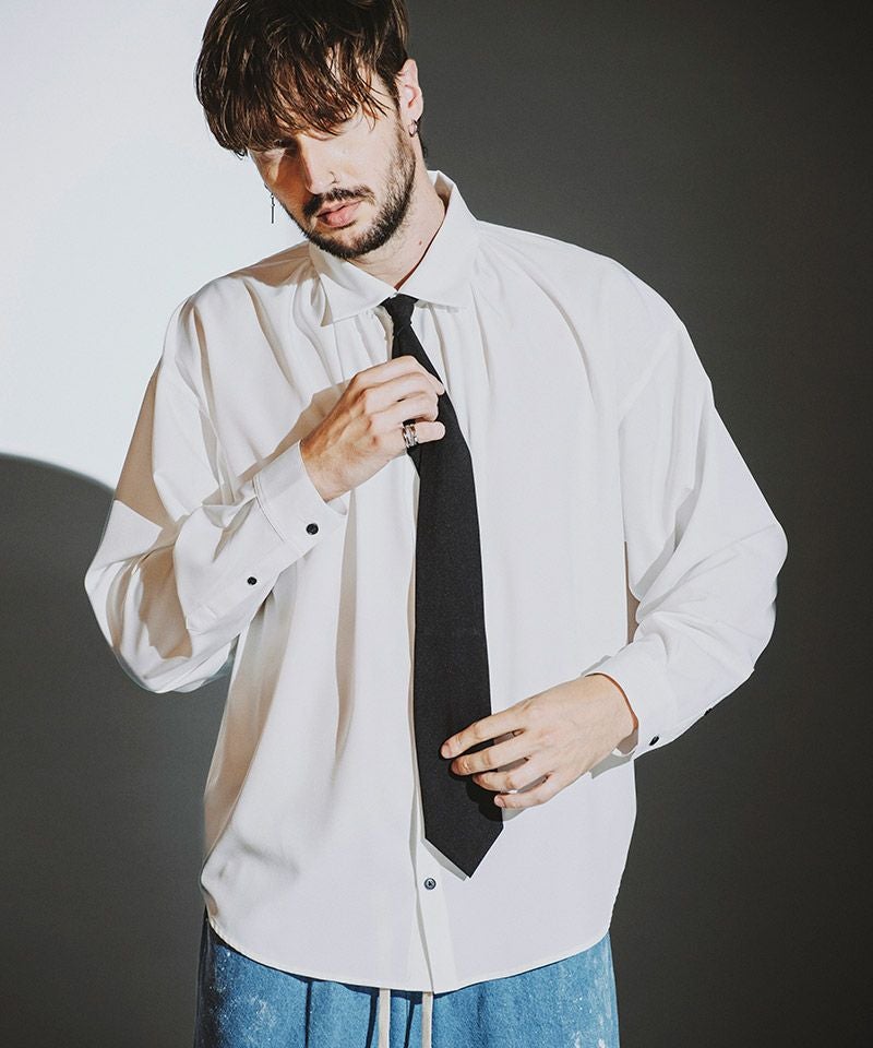 30%OFF【NO ID.(ノーアイディー)】ﾈｸﾀｲ付ﾈｯｸｷﾞｬｻﾞｰBIG-SH シャツ
