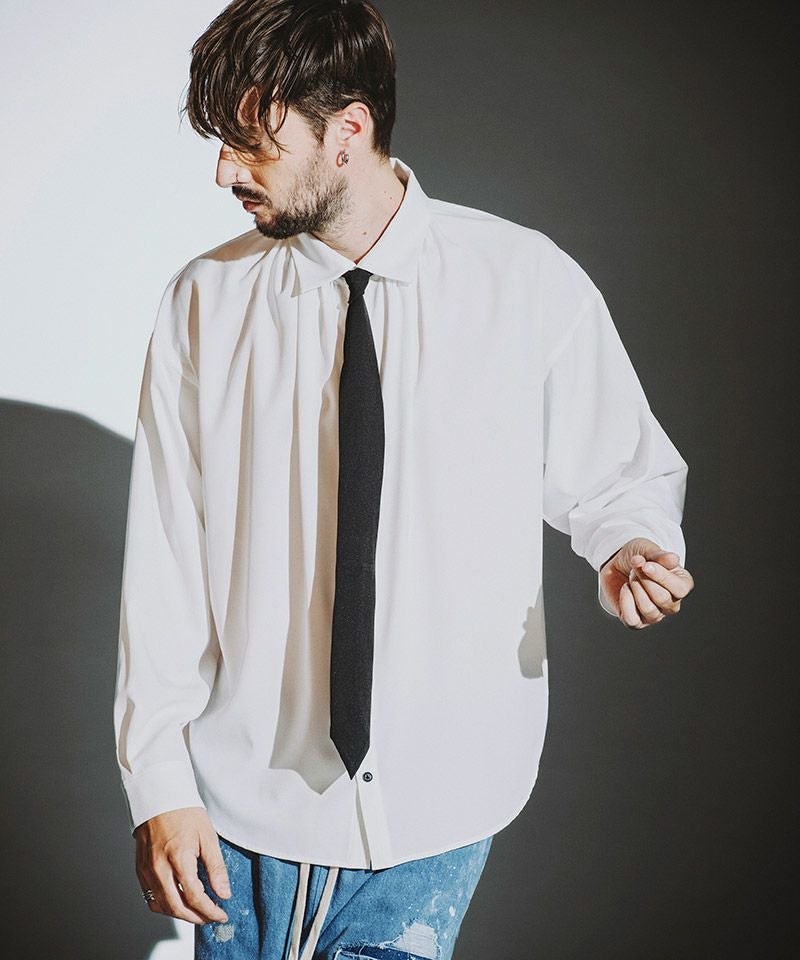 30%OFF【NO ID.(ノーアイディー)】ﾈｸﾀｲ付ﾈｯｸｷﾞｬｻﾞｰBIG-SH シャツ