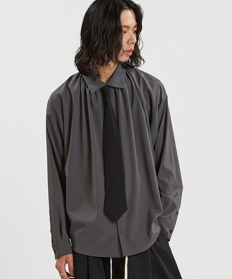 30%OFF【NO ID.(ノーアイディー)】ﾈｸﾀｲ付ﾈｯｸｷﾞｬｻﾞｰBIG-SH シャツ
