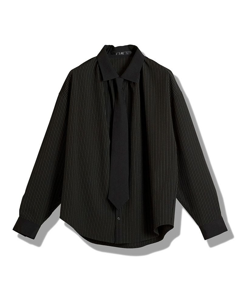 30%OFF【NO ID.(ノーアイディー)】ﾈｸﾀｲ付ﾈｯｸｷﾞｬｻﾞｰBIG-SH シャツ