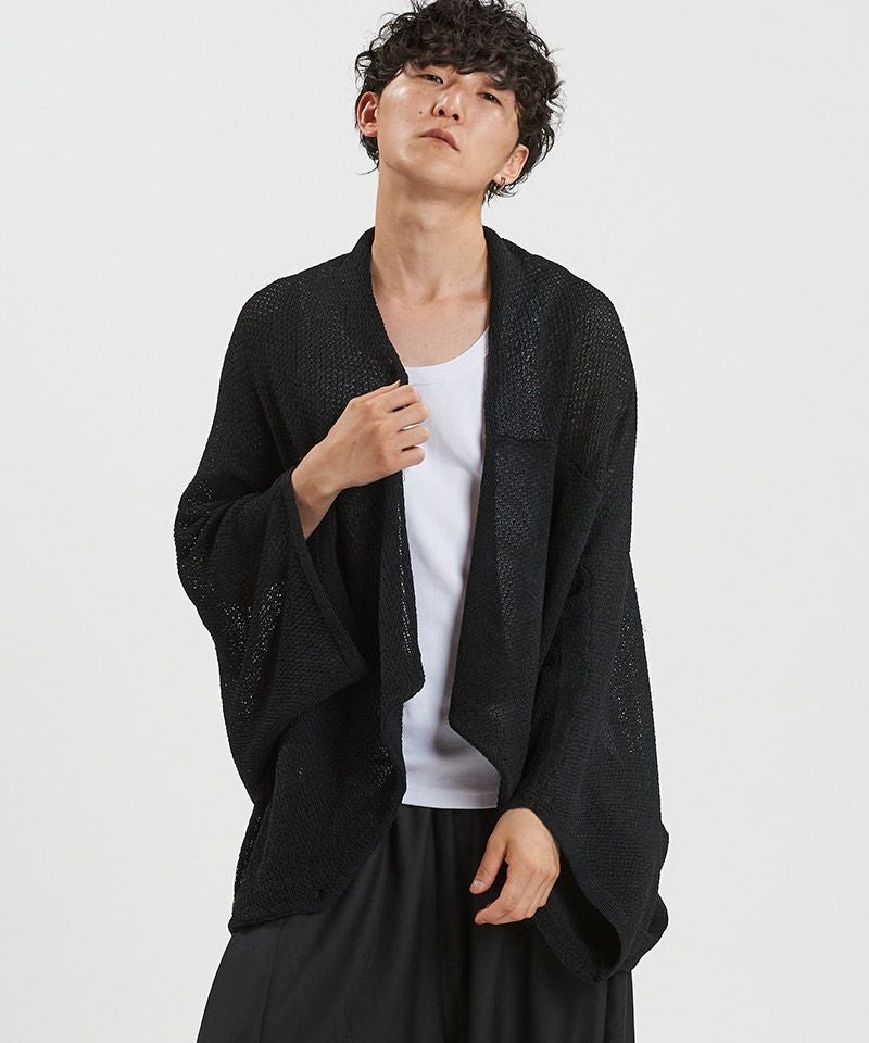 美品✨ オローネ ノーカラーカットソー カーディガン ブラック elinor-organic-cotton-wool-v-