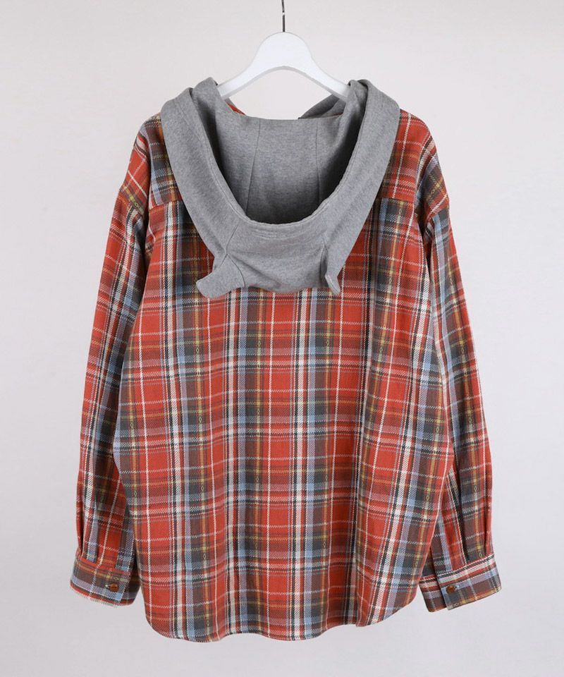 DISCOVERED(ディスカバード)】DEVILS HOODIE CHECK SHIRTS フーディー