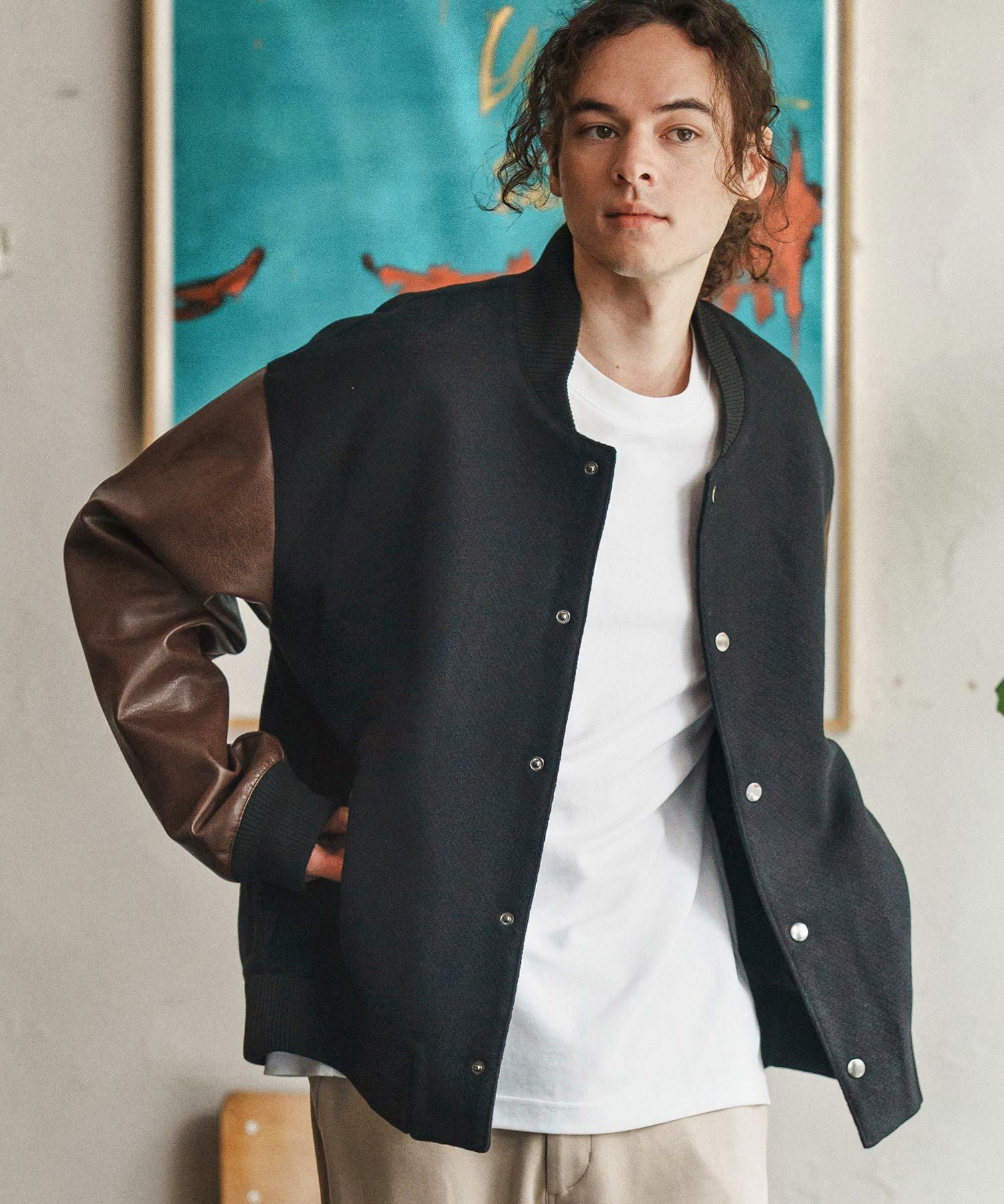 CAMBIO(カンビオ)】PUレザースリーブスタジャン(25154CM) | CAMBIO