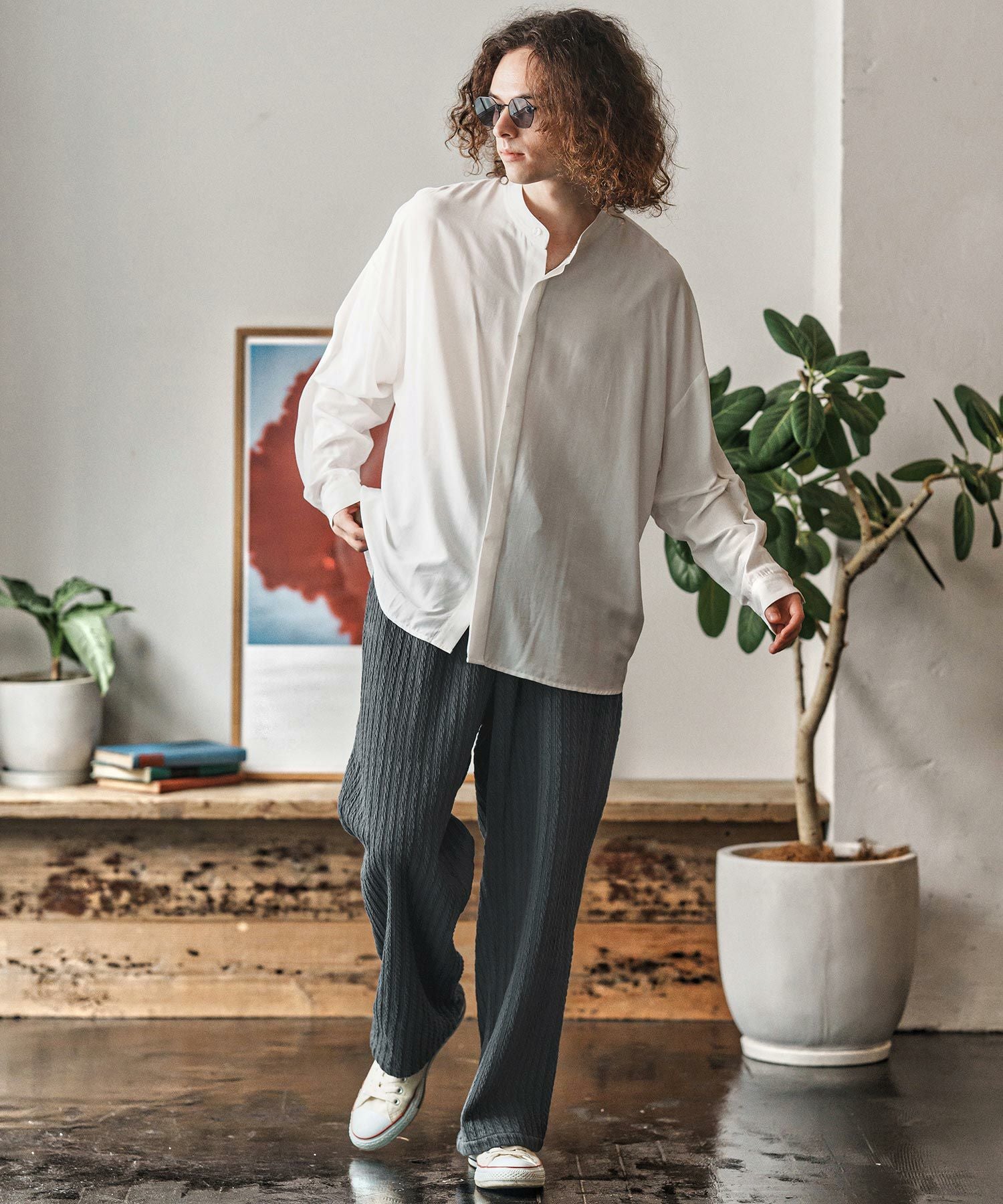 CAMBIO(カンビオ)】Fleece Lining Knit Bonding Wide Straight Pants