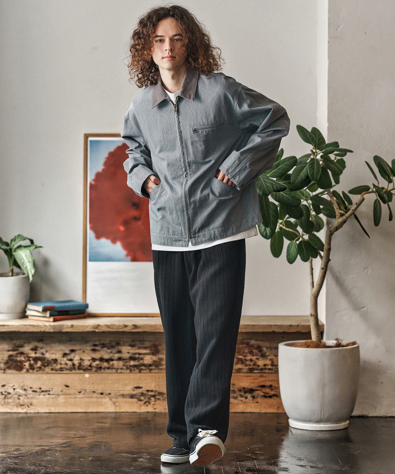 CAMBIO(カンビオ)】Fleece Lining Knit Bonding Wide Straight Pants