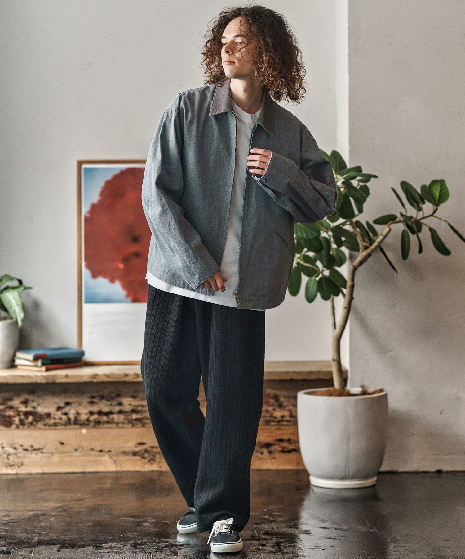 CAMBIO(カンビオ)】Fleece Lining Knit Bonding Wide Straight Pants