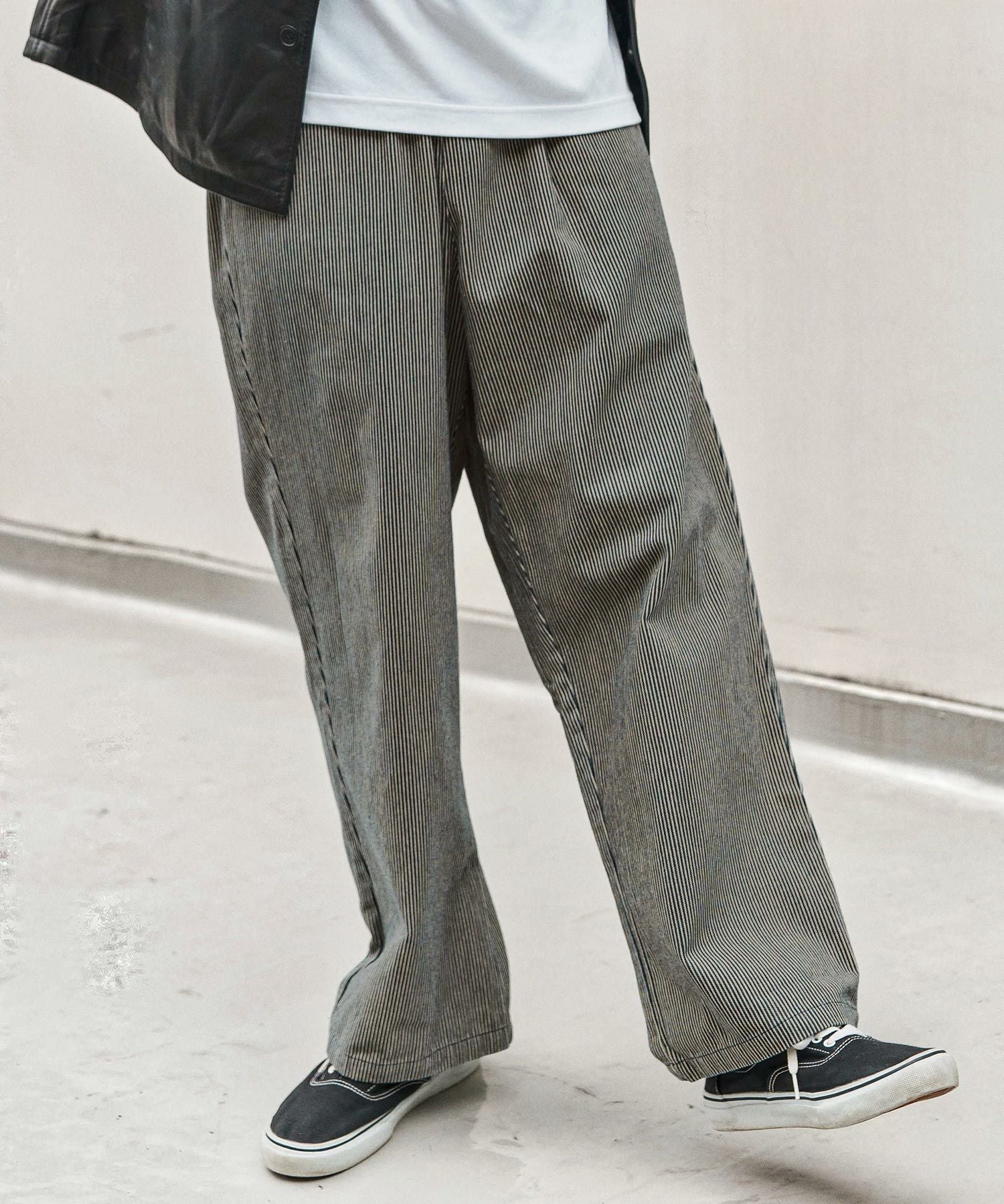 CAMBIO(カンビオ)】Denim Stripe Wide Straight Pants デニムパンツ