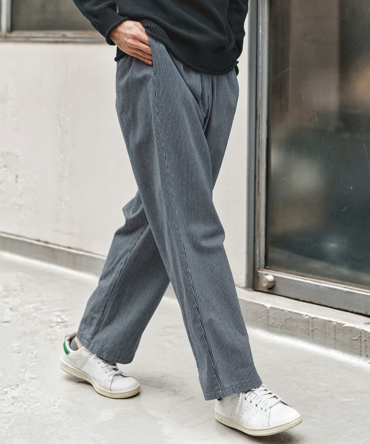 CAMBIO(カンビオ)】Denim Stripe Wide Straight Pants デニムパンツ