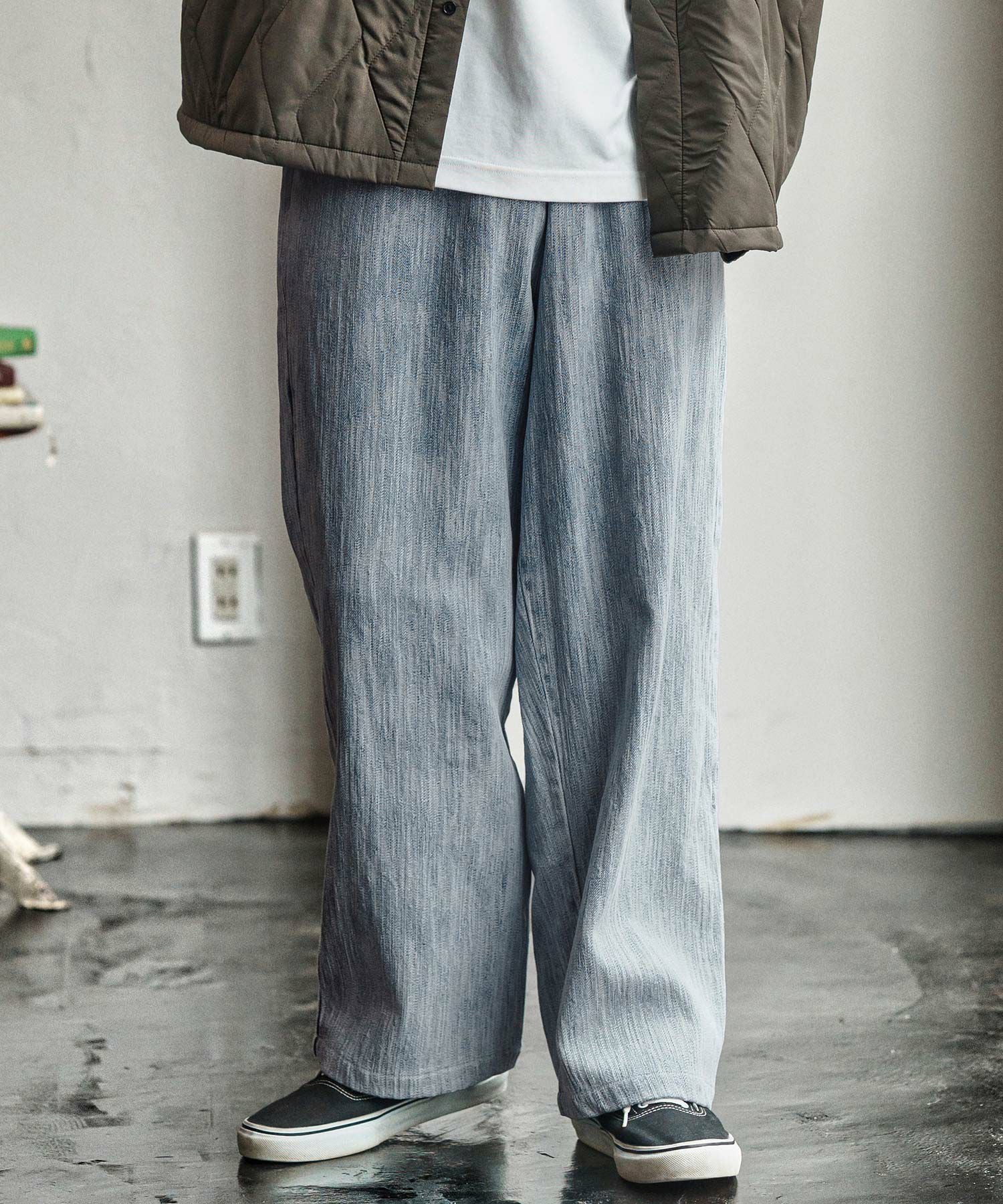 CAMBIO(カンビオ)】Denim Jacquard Wide Straight Pants ワイド