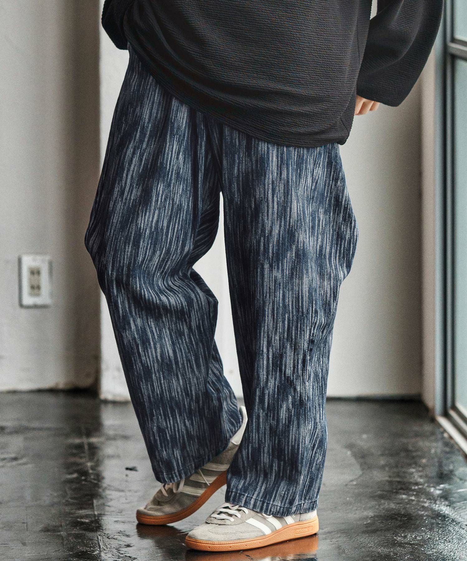 CAMBIO(カンビオ)】Denim Jacquard Wide Straight Pants ワイド