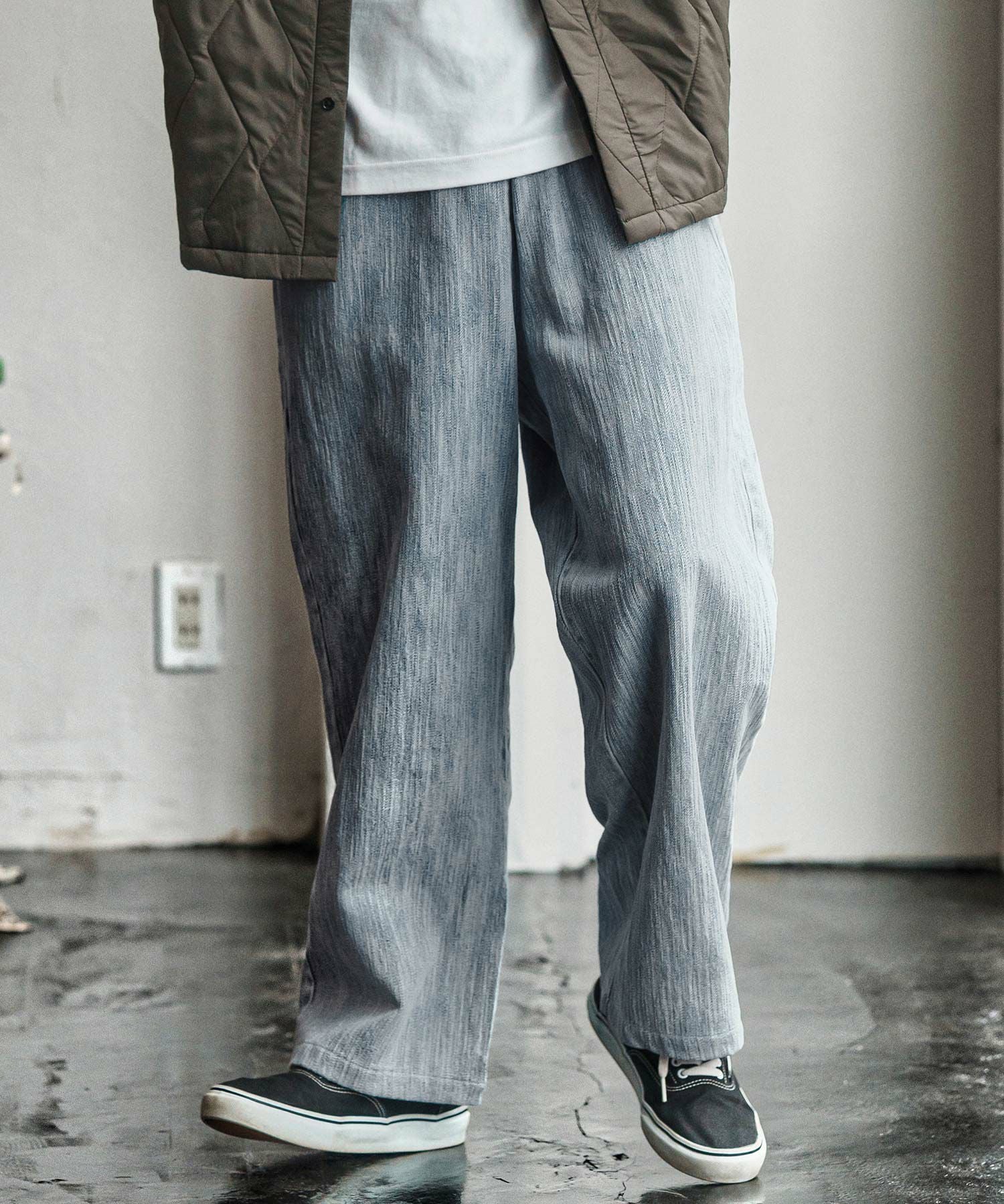 【最終値下げ】Cambio ワイドストレートパンツ CAMBIO(カンビオ)】Accordion Jacquard Denim Wide Straight Pants