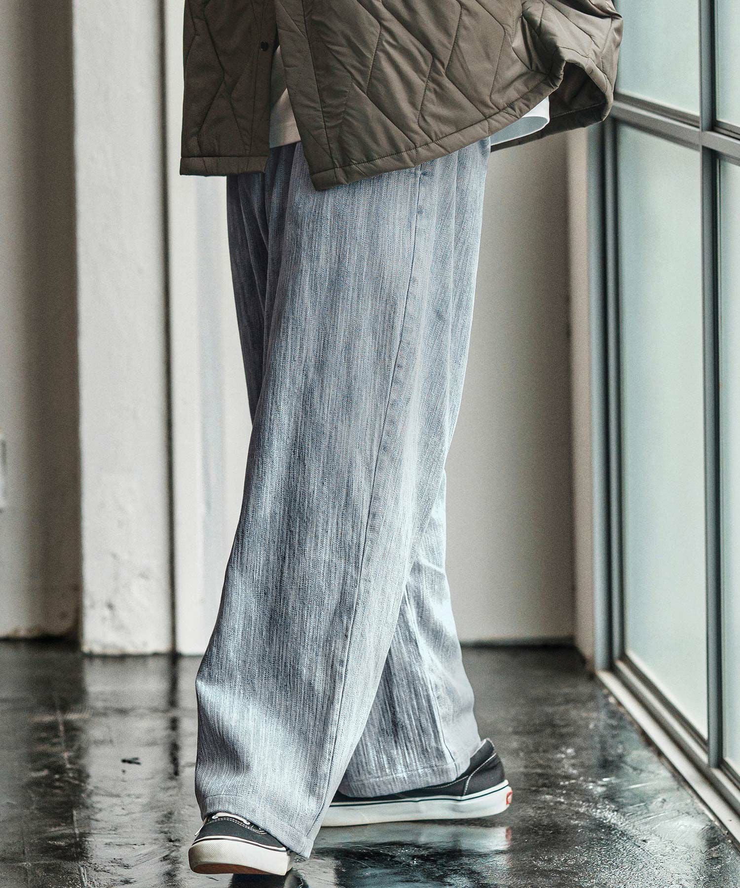 CAMBIO(カンビオ)】Denim Jacquard Wide Straight Pants ワイド