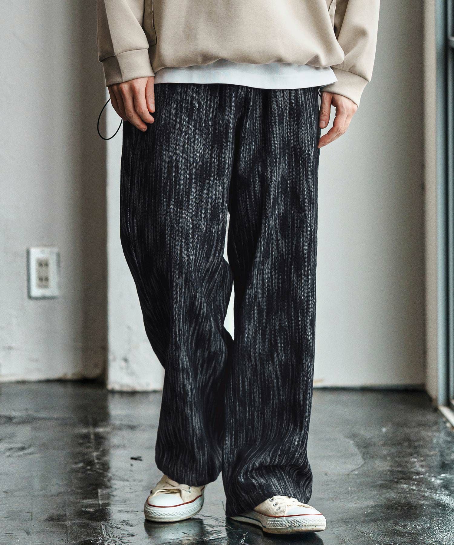 CAMBIO(カンビオ)】Denim Jacquard Wide Straight Pants ワイド