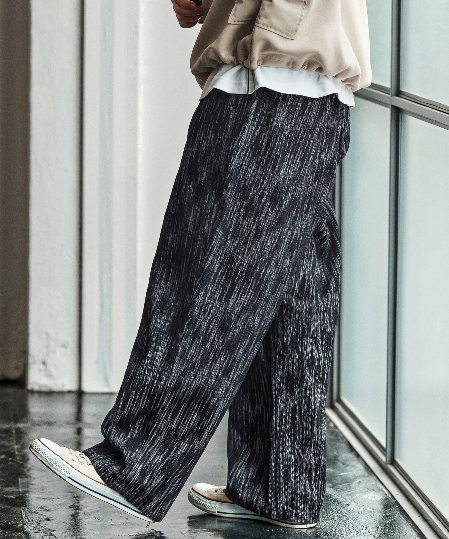 CAMBIO(カンビオ)】Denim Jacquard Wide Straight Pants ワイド