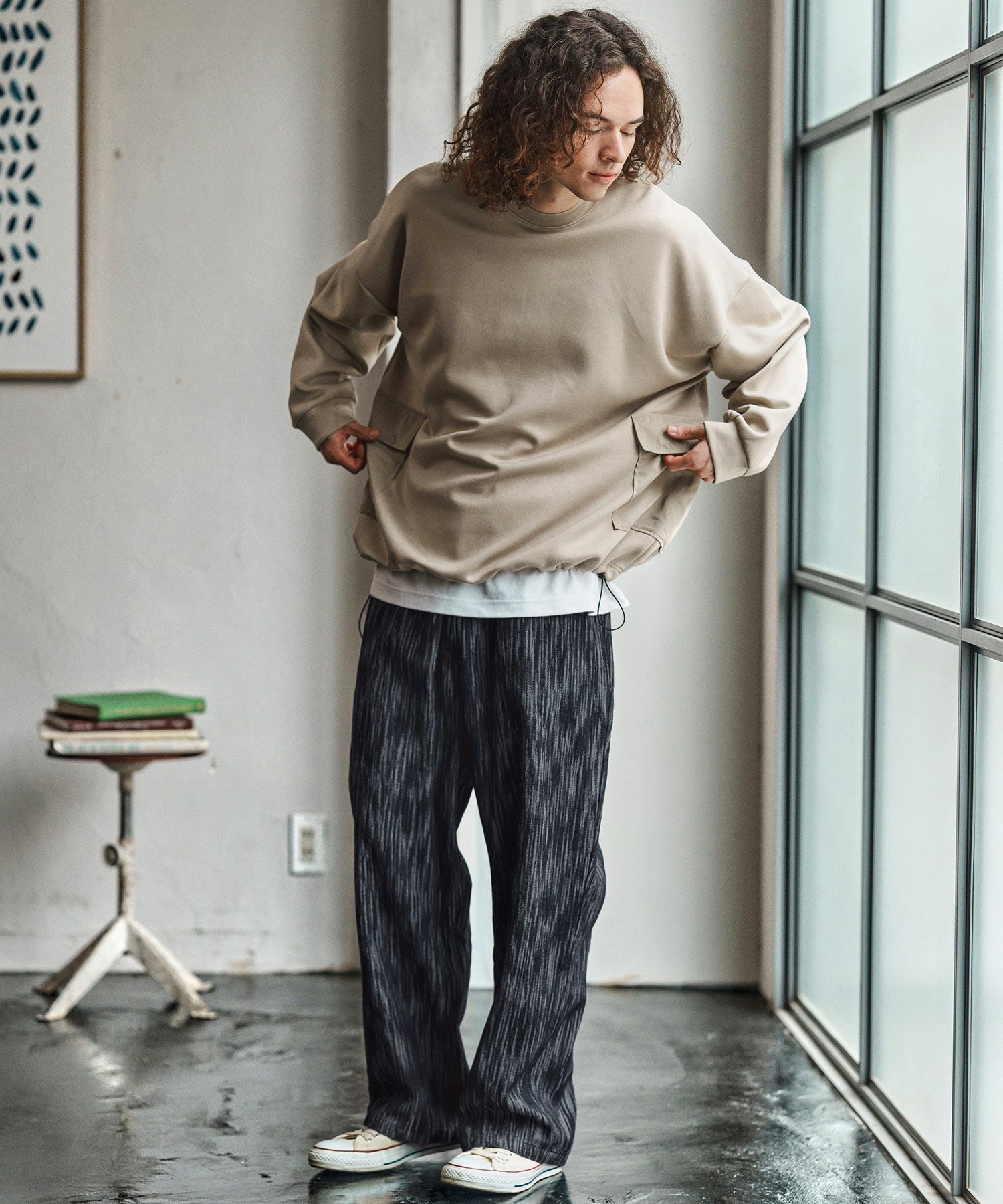 【最終値下げ】Cambio ワイドストレートパンツ CAMBIO(カンビオ)】Accordion Jacquard Denim Wide Straight Pants