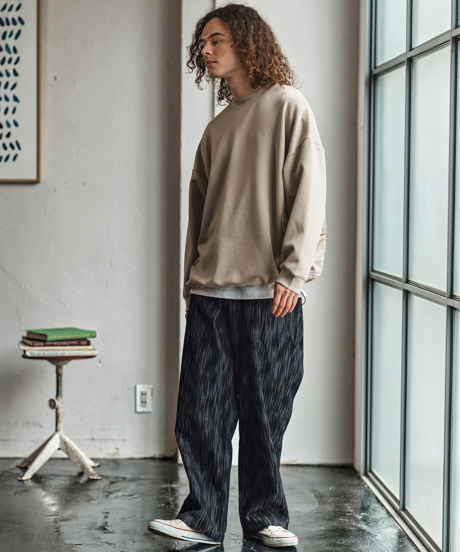 CAMBIO(カンビオ)】Denim Jacquard Wide Straight Pants ワイド